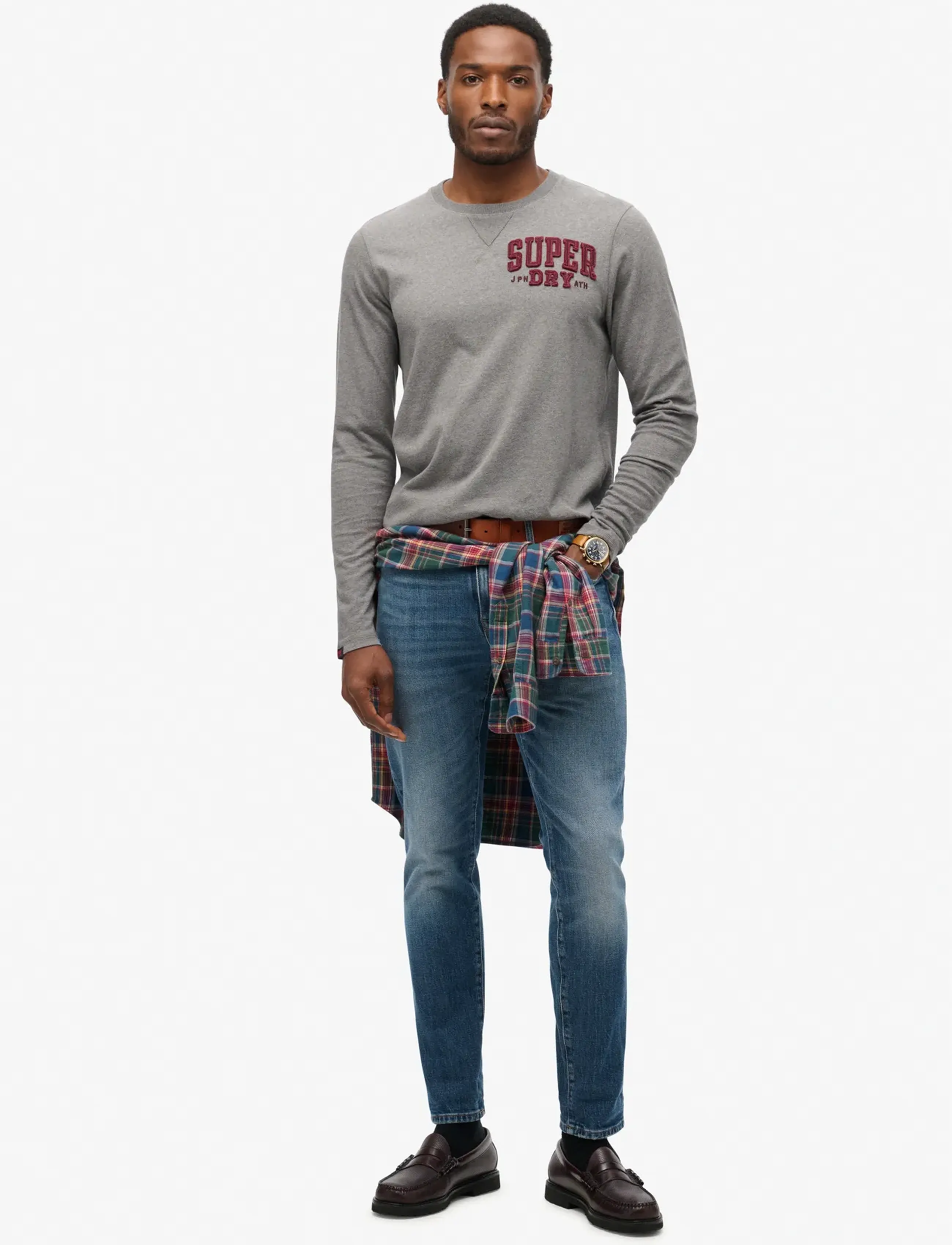Superdry - VINTAGE ATHLETIC CHEST LS TEE - langærmede t-shirts - mid grey marl - 2