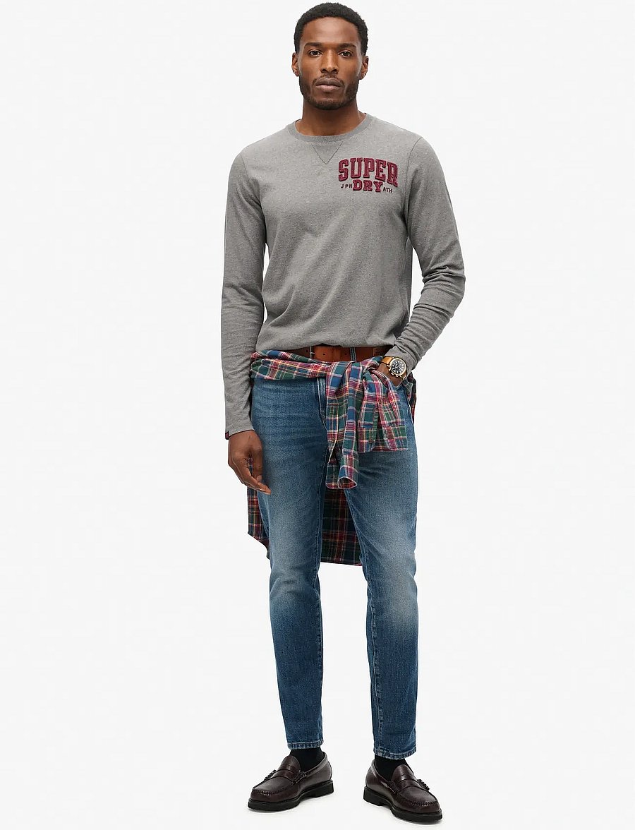 Superdry - VINTAGE ATHLETIC CHEST LS TEE - langærmede t-shirts - mid grey marl - 2