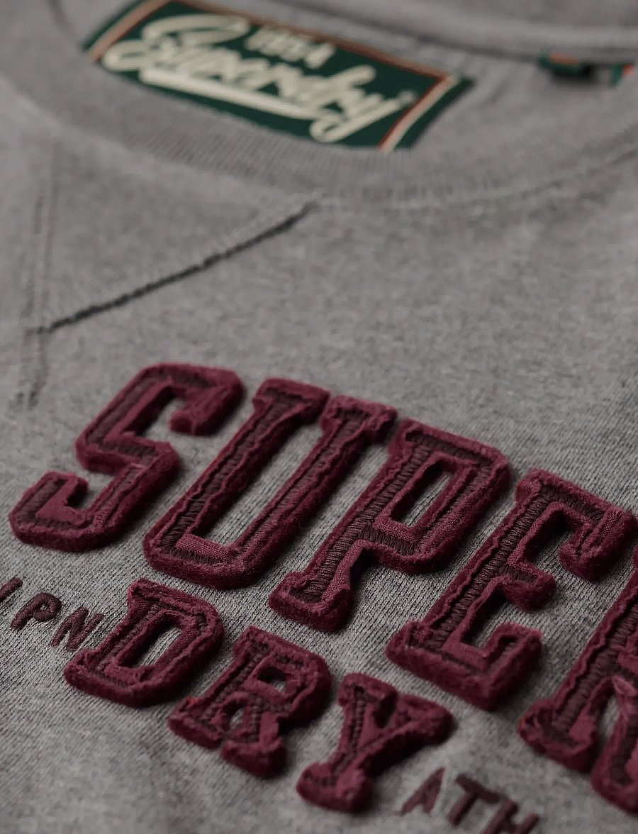 Superdry - VINTAGE ATHLETIC CHEST LS TEE - langærmede t-shirts - mid grey marl - 4