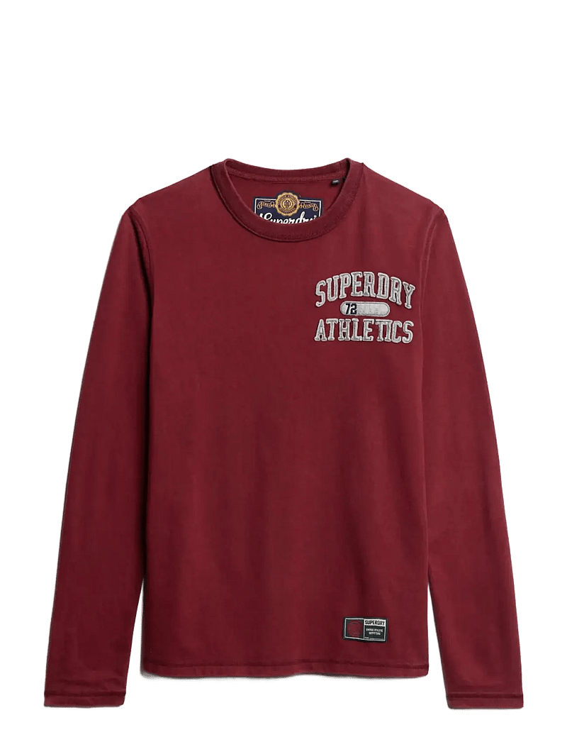 Superdry - VINTAGE ATHLETIC CHEST LS TEE - t-shirts à manches longues - rich burgundy - 1
