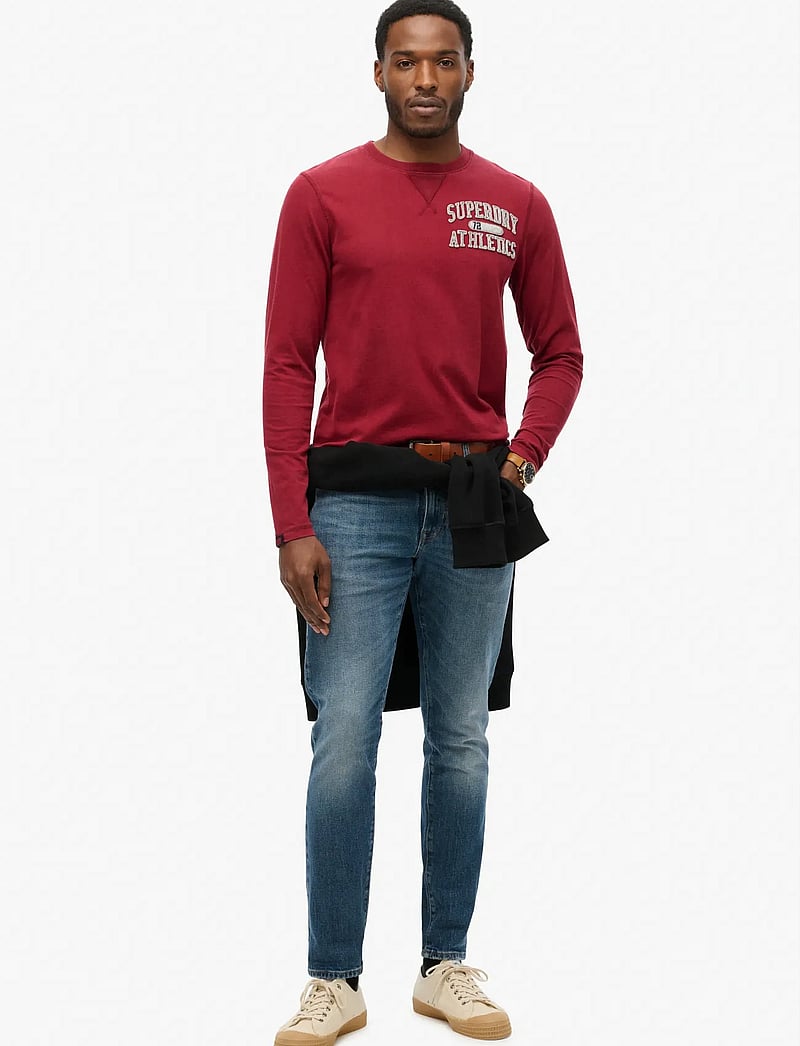 Superdry - VINTAGE ATHLETIC CHEST LS TEE - t-shirts à manches longues - rich burgundy - 2
