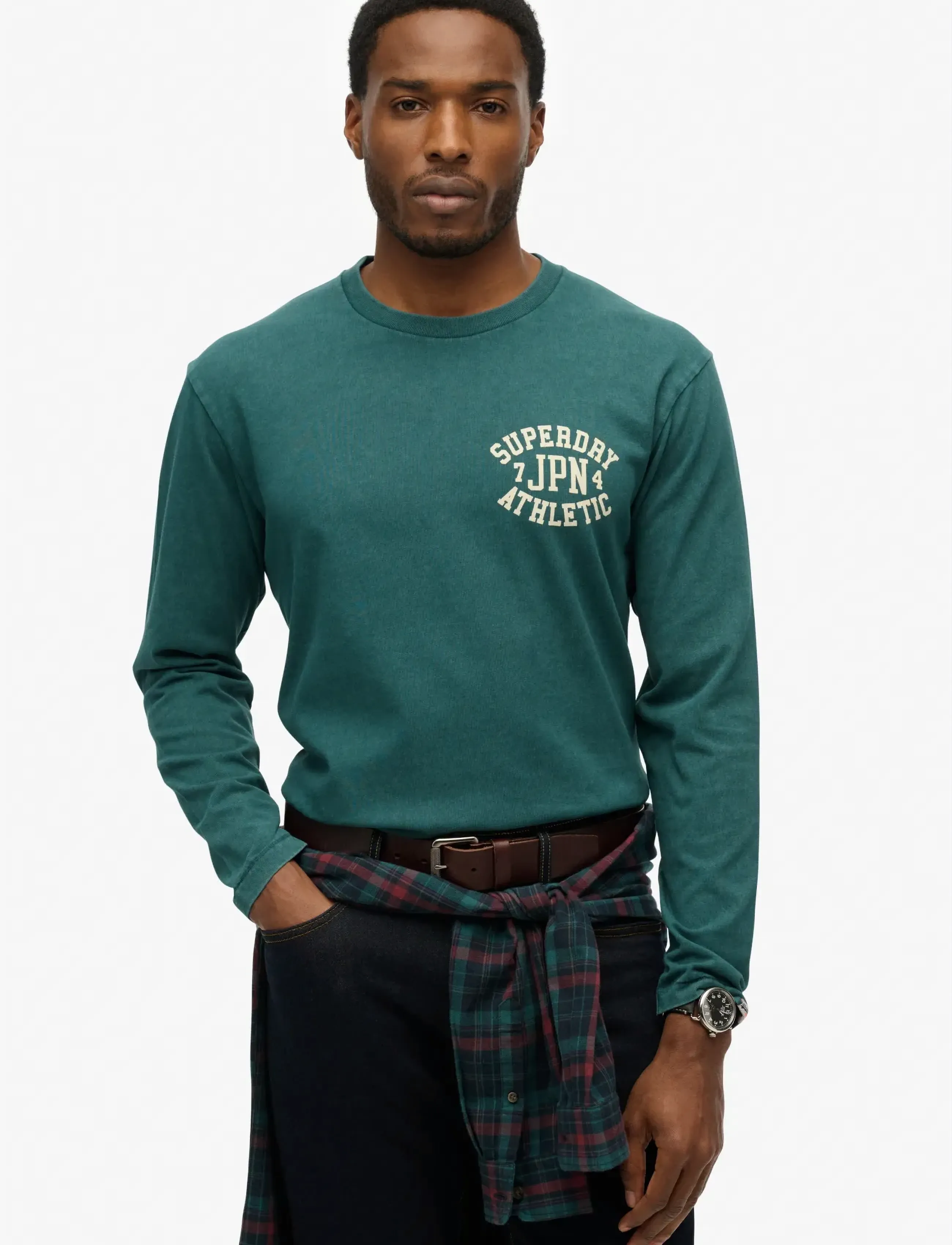 Superdry ATHLETIC ESS LS TEE - T-Shirts - DARK PINE GREEN / green
