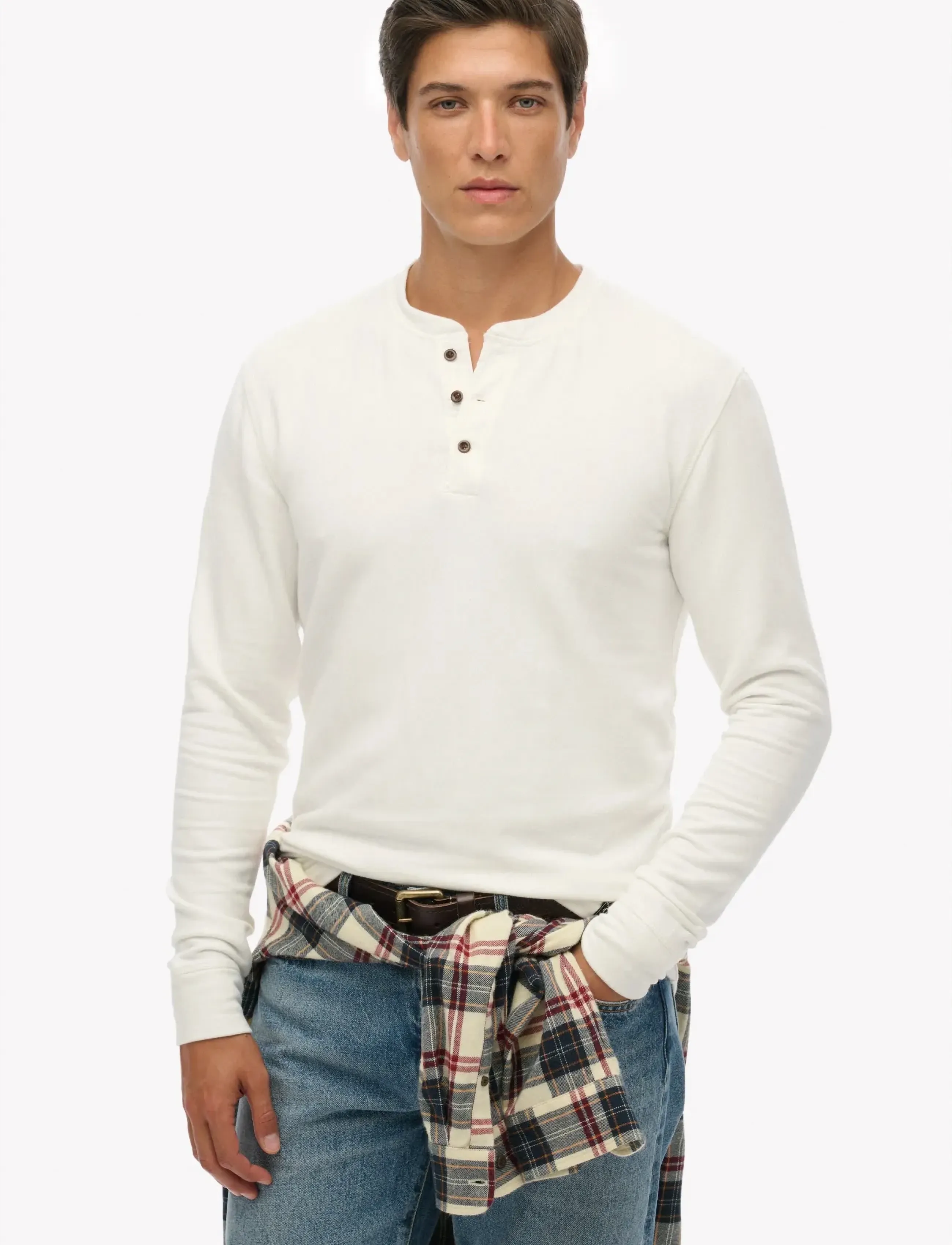 Superdry MERCHANT GRANDAD TOP - Winter deals - ECRU / cream