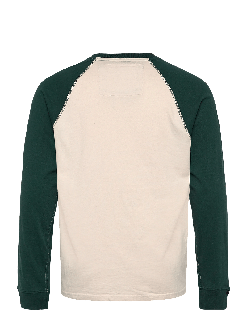 Superdry - VINTAGE ATHLETIC BASEBALL TOP - långärmade t-shirts - white sand/enamel green - 2