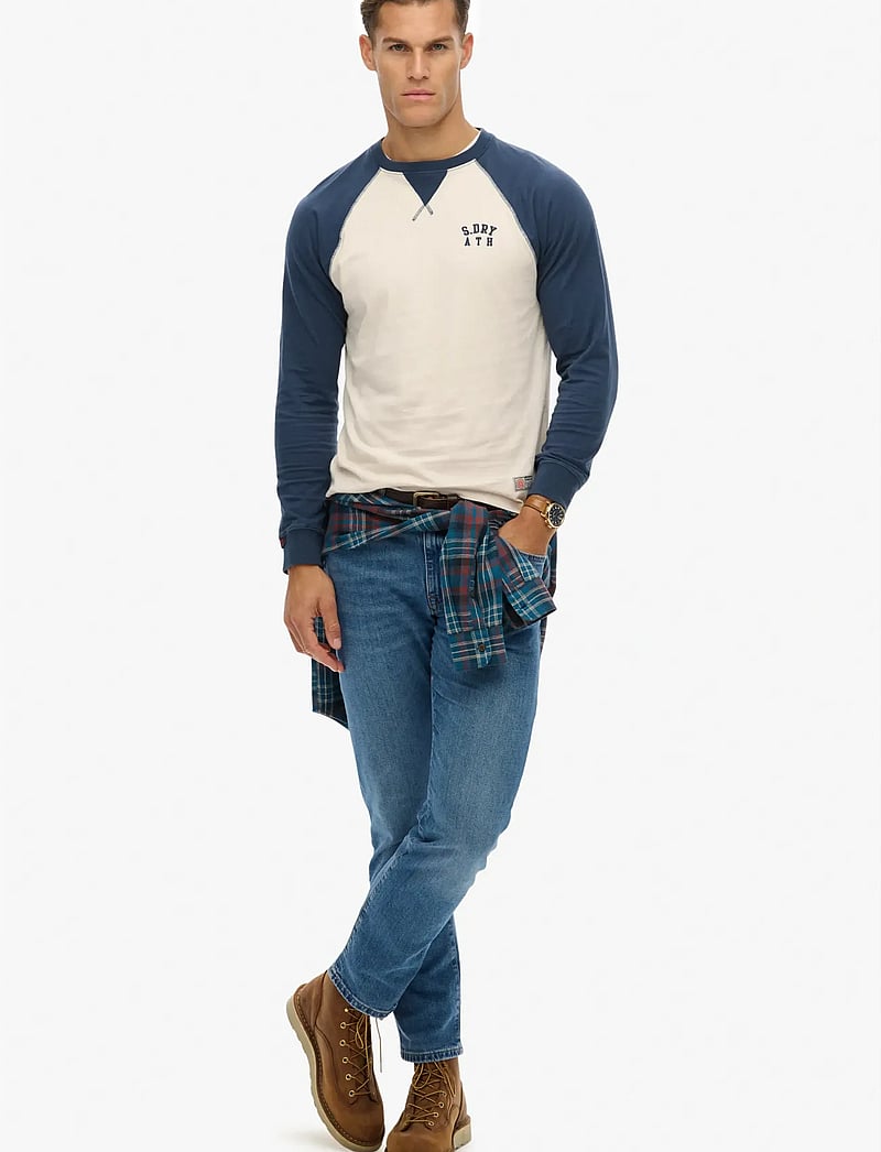 Superdry - VINTAGE ATHLETIC BASEBALL TOP - white sand/lauren navy - 5