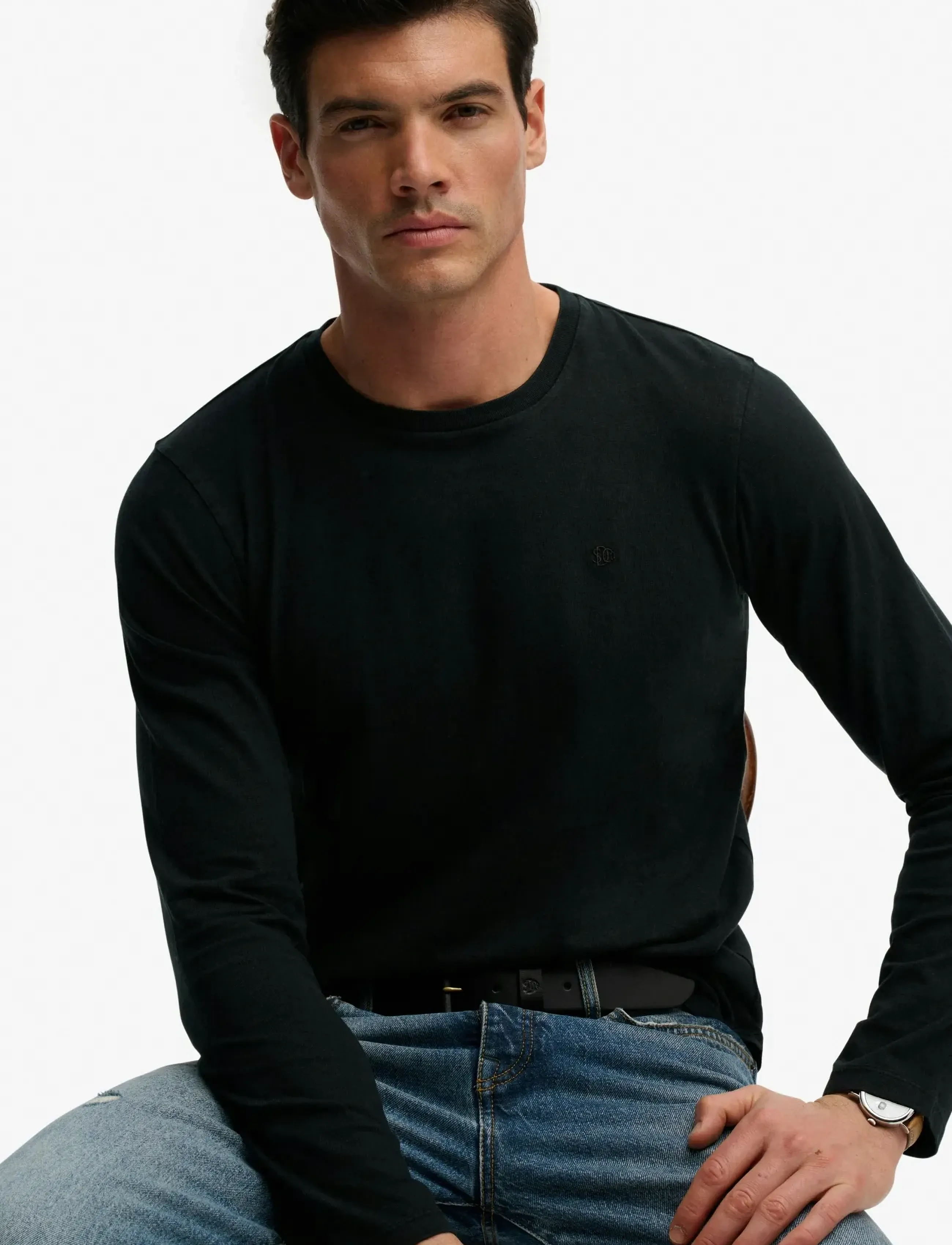 Superdry - CLASSIC COTTON LINEN LS TOP - pikkade varrukatega t-särgid - jet black - 3