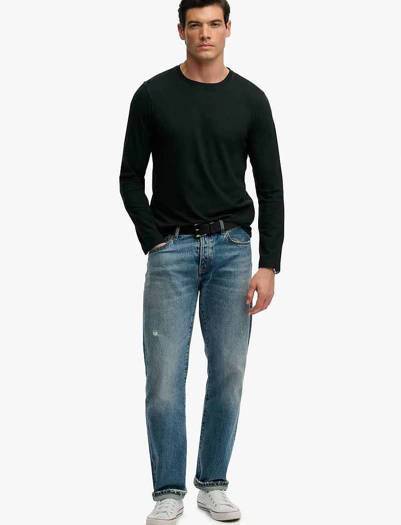 Superdry - CLASSIC COTTON LINEN LS TOP - langærmede t-shirts - jet black - 4