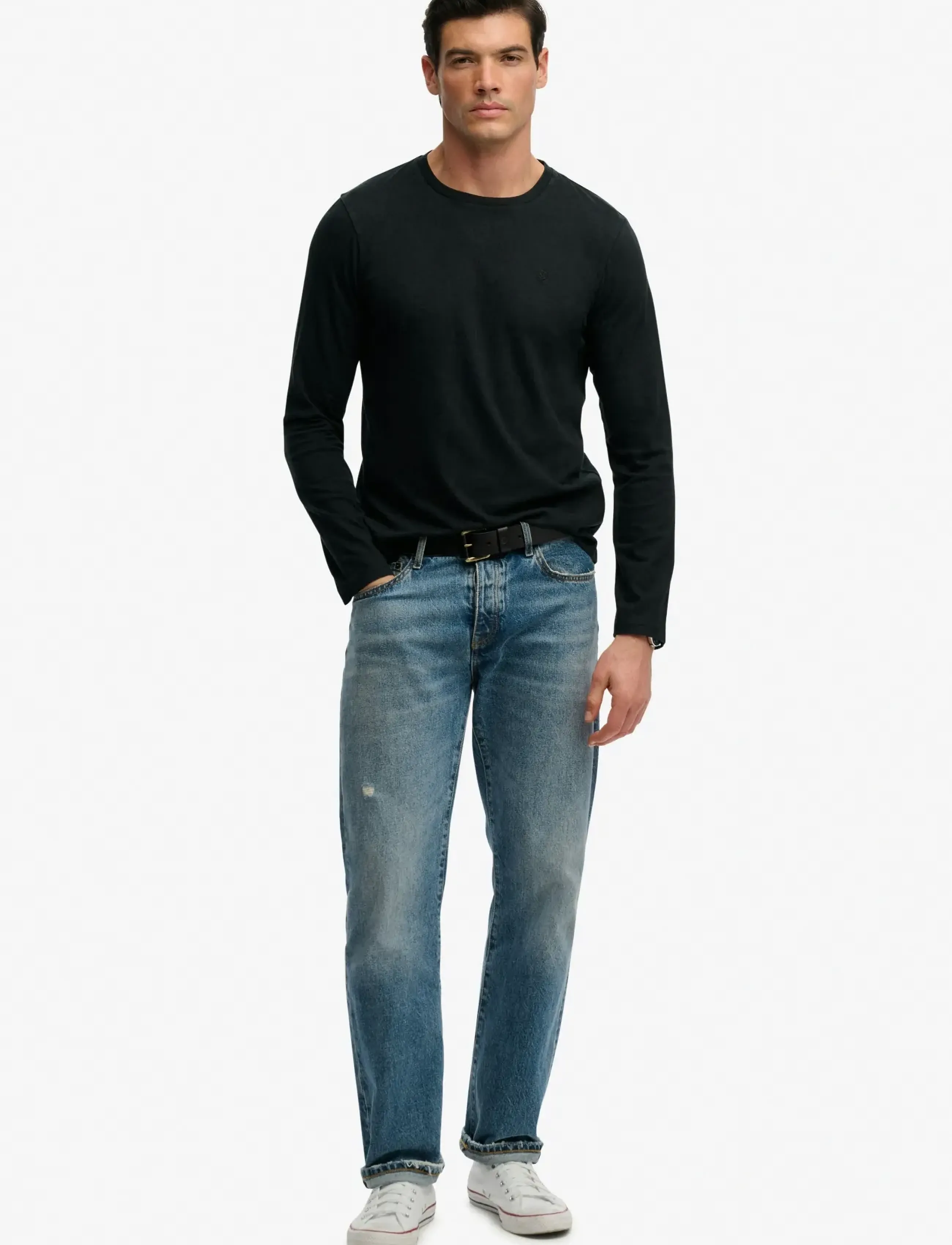 Superdry - CLASSIC COTTON LINEN LS TOP - pikkade varrukatega t-särgid - jet black - 4