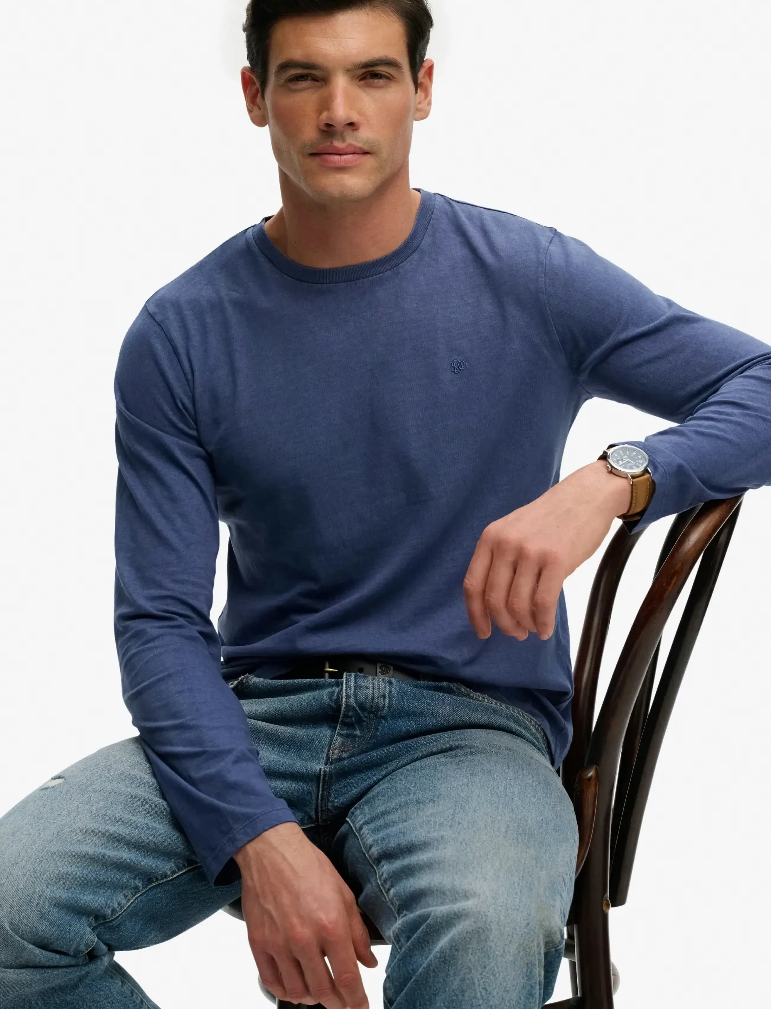 Superdry - CLASSIC COTTON LINEN LS TOP - laveste priser - montauk blue - 4