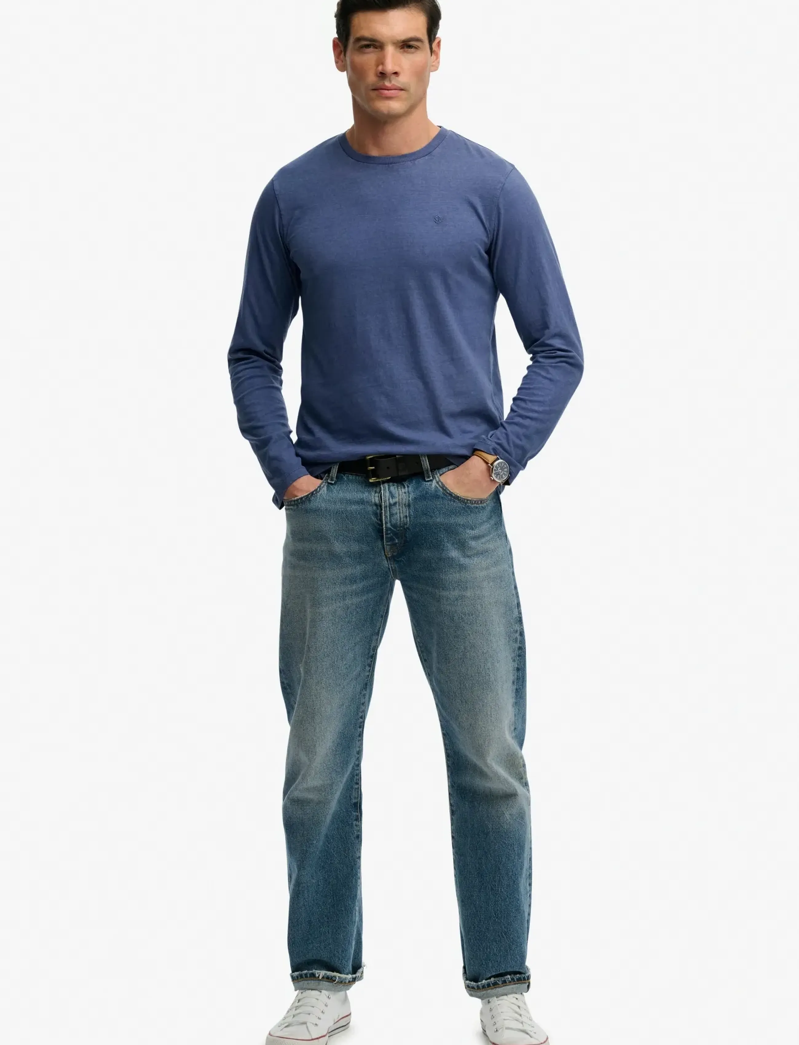 Superdry - CLASSIC COTTON LINEN LS TOP - laveste priser - montauk blue - 5