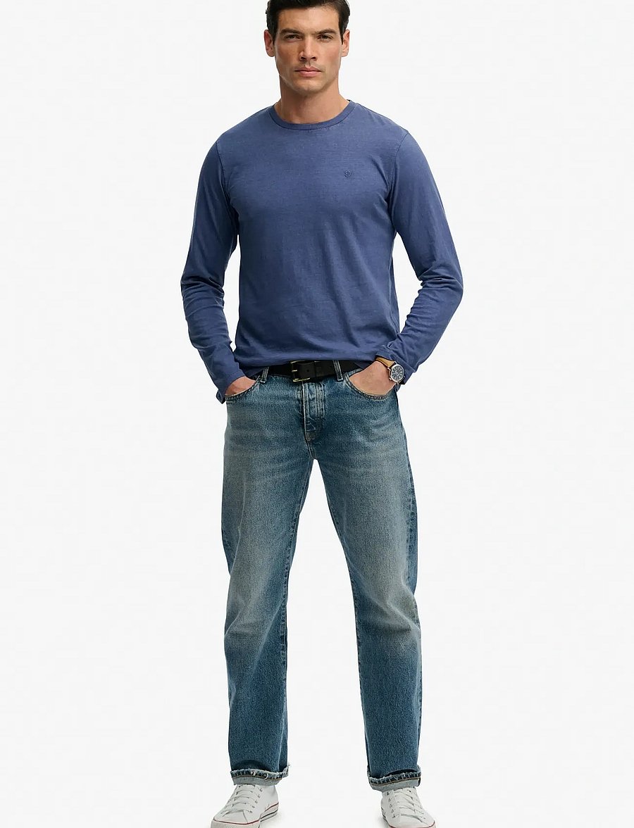 Superdry - CLASSIC COTTON LINEN LS TOP - long-sleeved t-shirts - montauk blue - 5