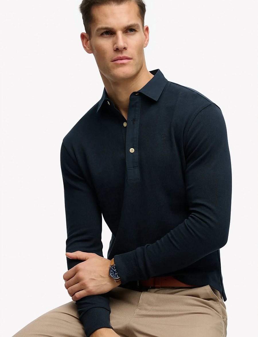 Superdry - CLASSIC RUGBY TOP - langærmede poloer - deep navy - 3