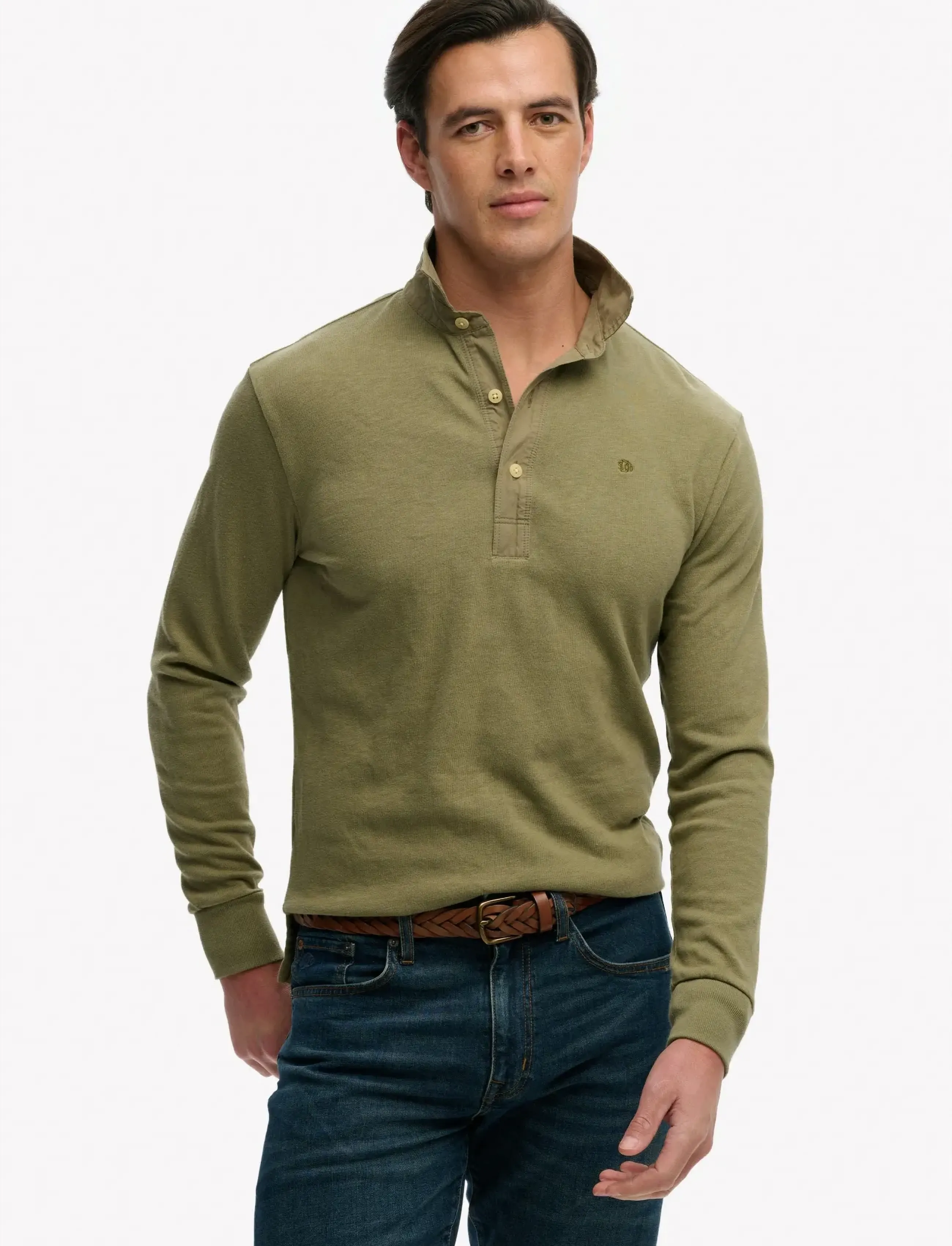 Superdry CLASSIC RUGBY TOP - Tøj - SILVER SAGE / khaki/green