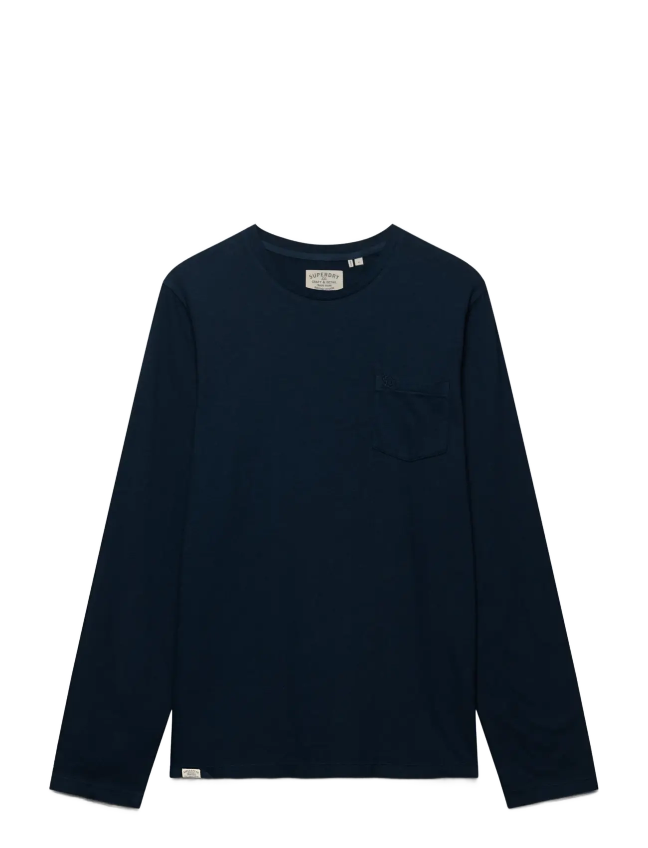 Superdry - COTTON LINEN L/S POCKET TOP - langärmelige t-shirts - eclipse navy - 1
