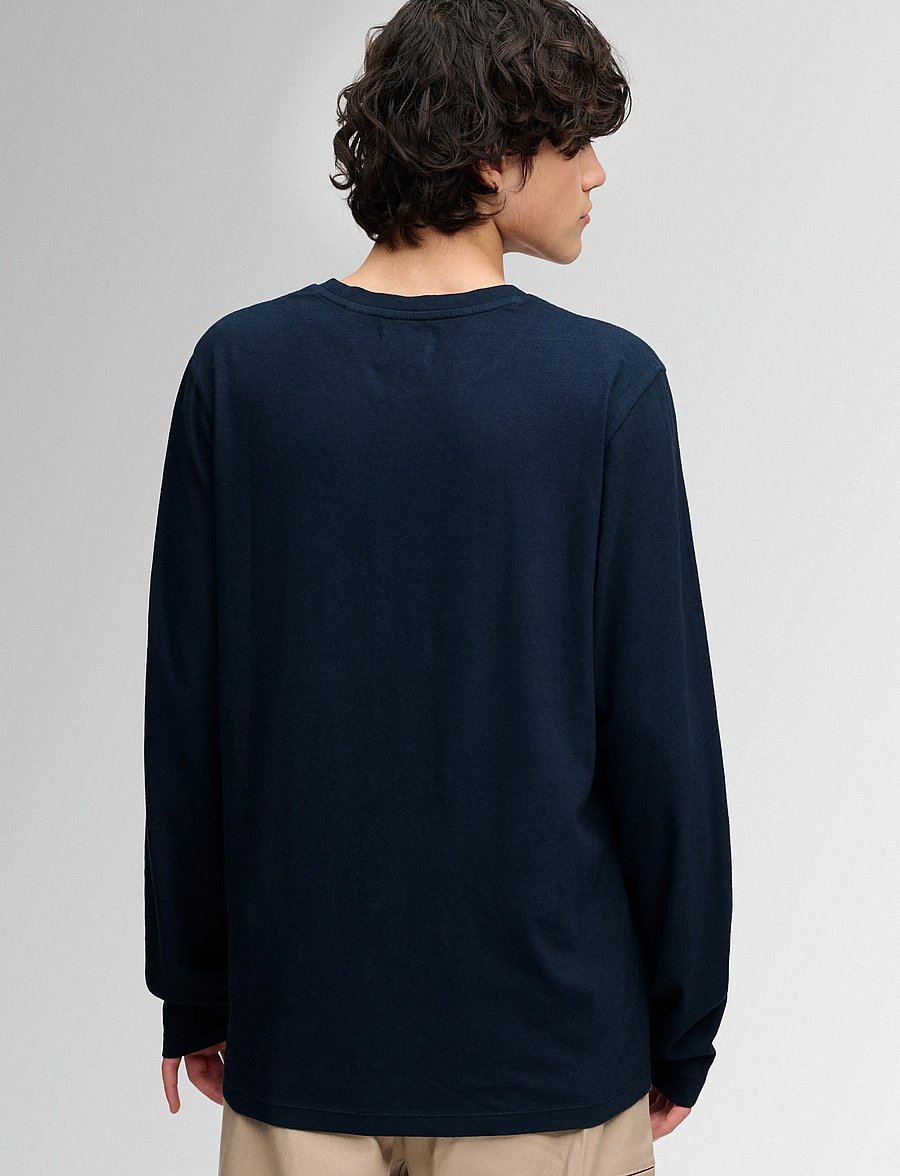 Superdry - COTTON LINEN L/S POCKET TOP - langärmelige t-shirts - eclipse navy - 3