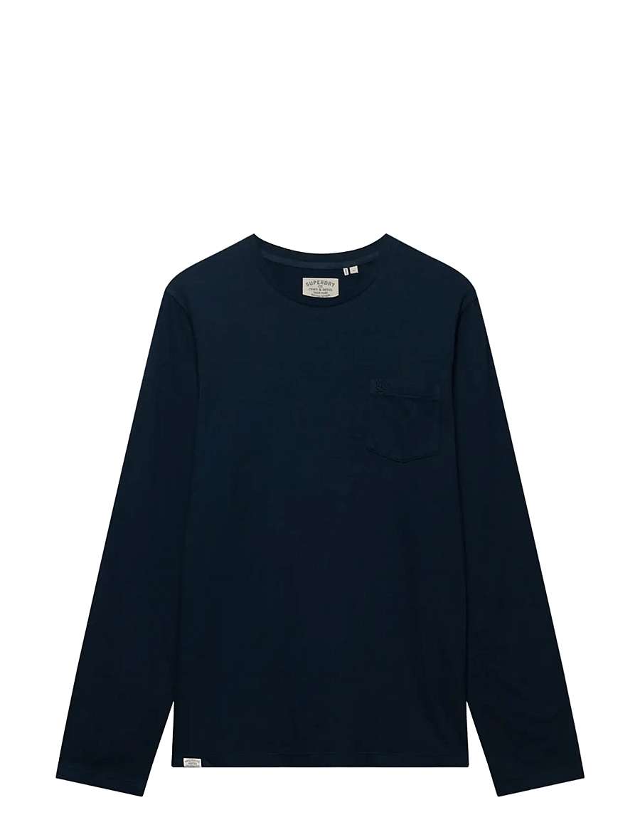 Superdry - COTTON LINEN L/S POCKET TOP - langärmelige t-shirts - eclipse navy - 2