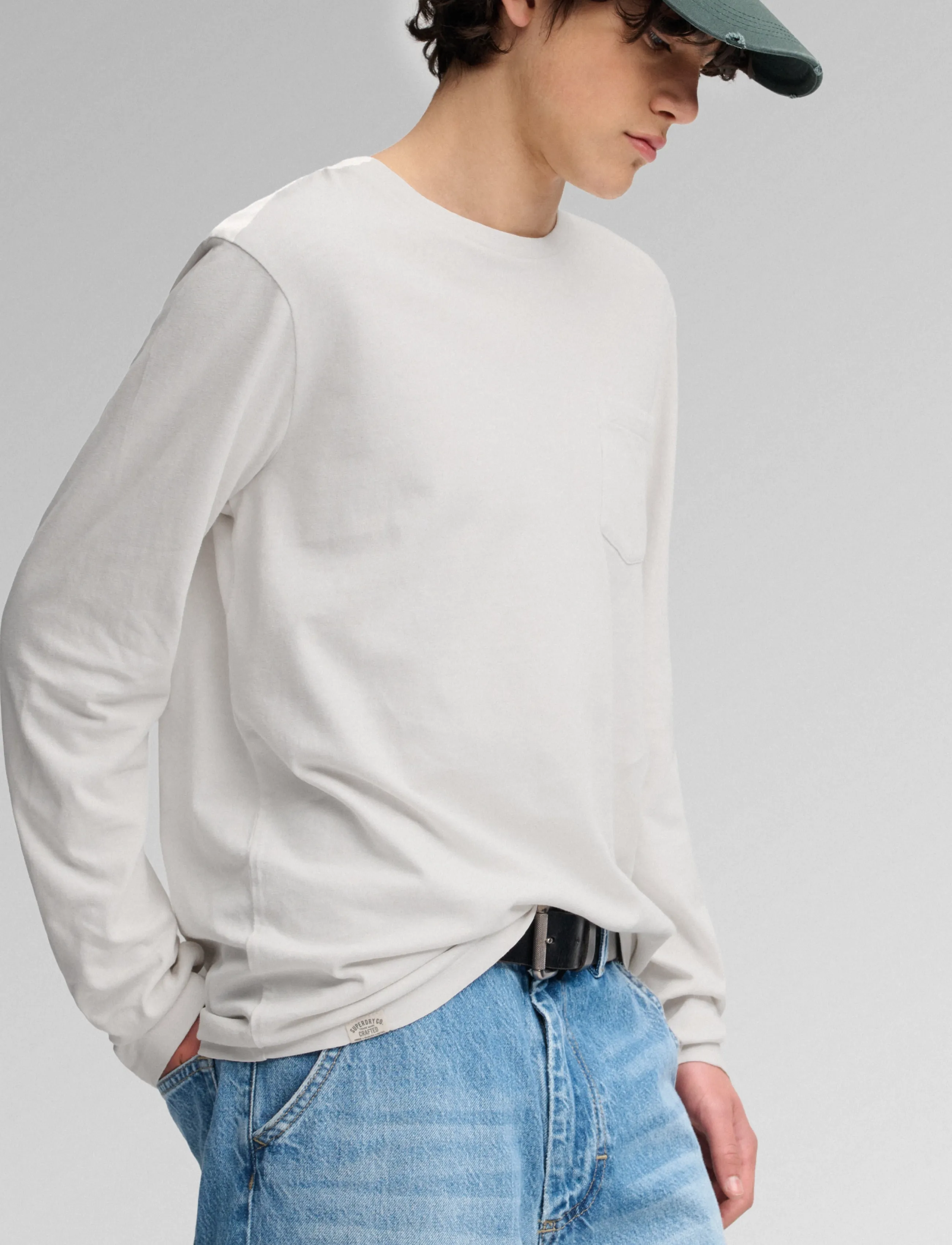 Superdry - COTTON LINEN L/S POCKET TOP - langärmelige t-shirts - lime white - 4