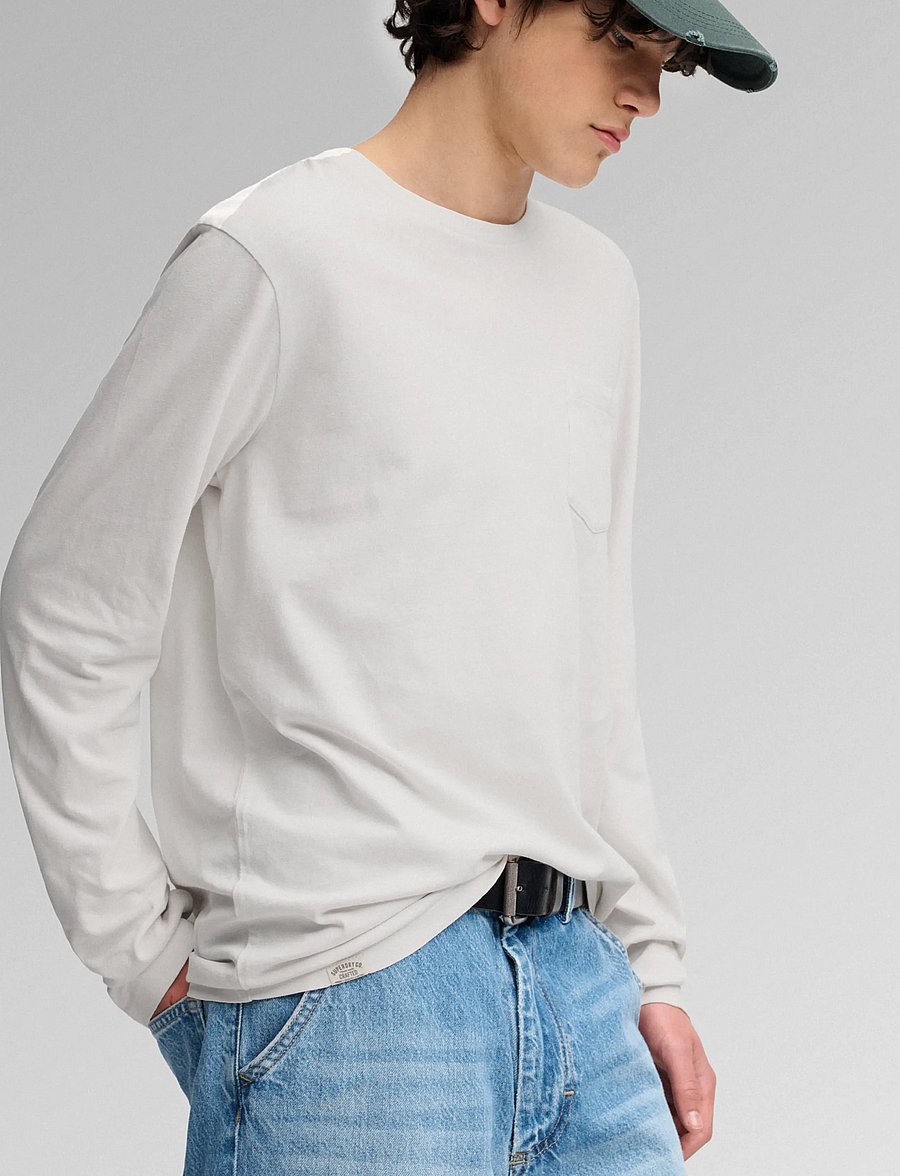 Superdry - COTTON LINEN L/S POCKET TOP - langärmelige t-shirts - lime white - 4
