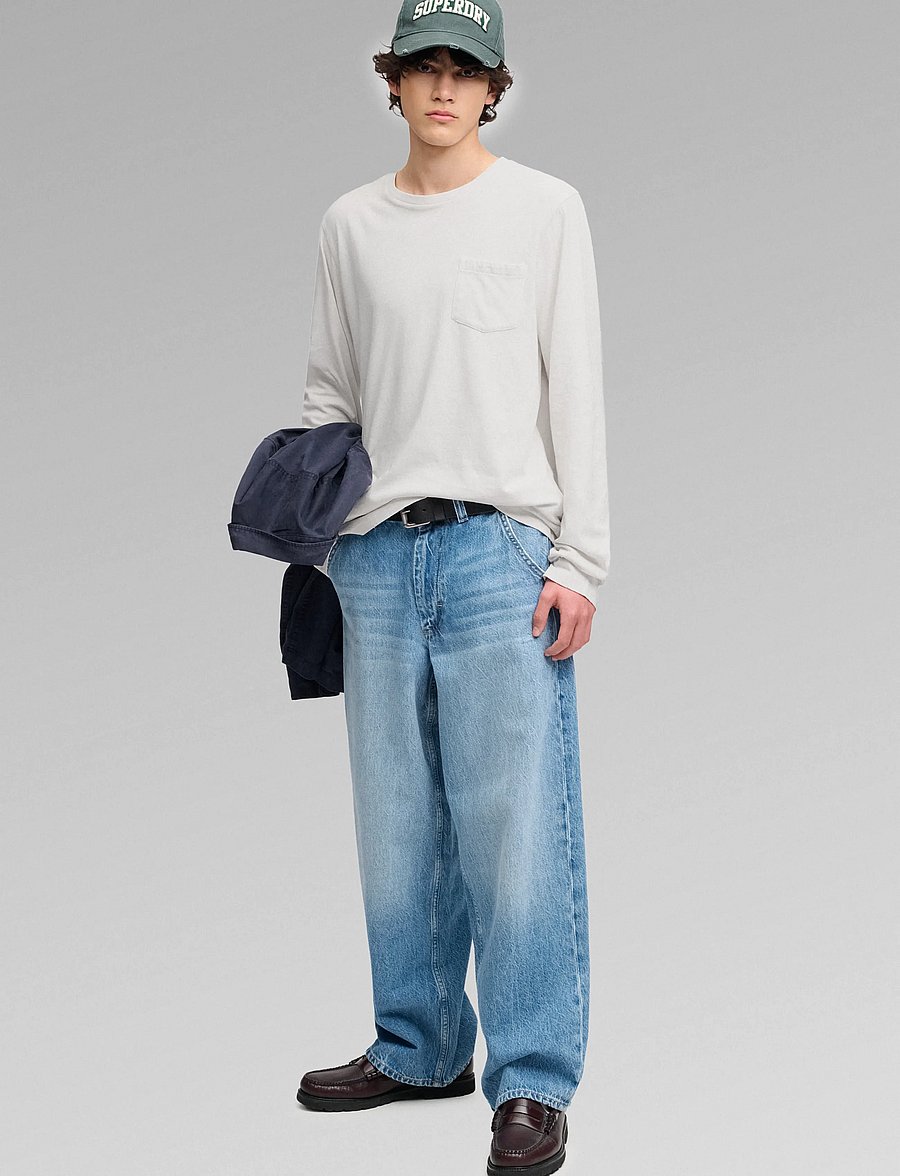Superdry - COTTON LINEN L/S POCKET TOP - langärmelige t-shirts - lime white - 5