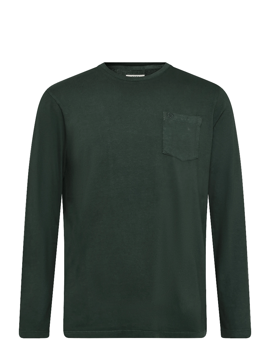 Superdry - COTTON LINEN L/S POCKET TOP - langärmelige t-shirts - mountain view - 1