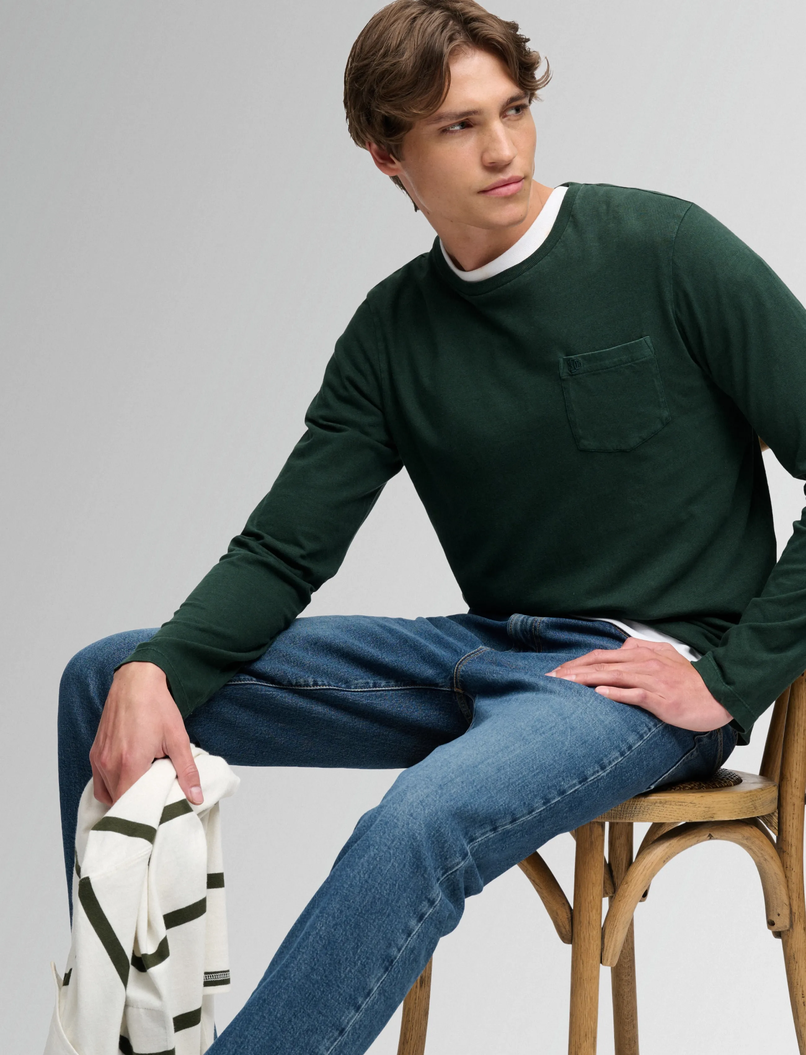 Superdry - COTTON LINEN L/S POCKET TOP - långärmade t-shirts - mountain view - 4