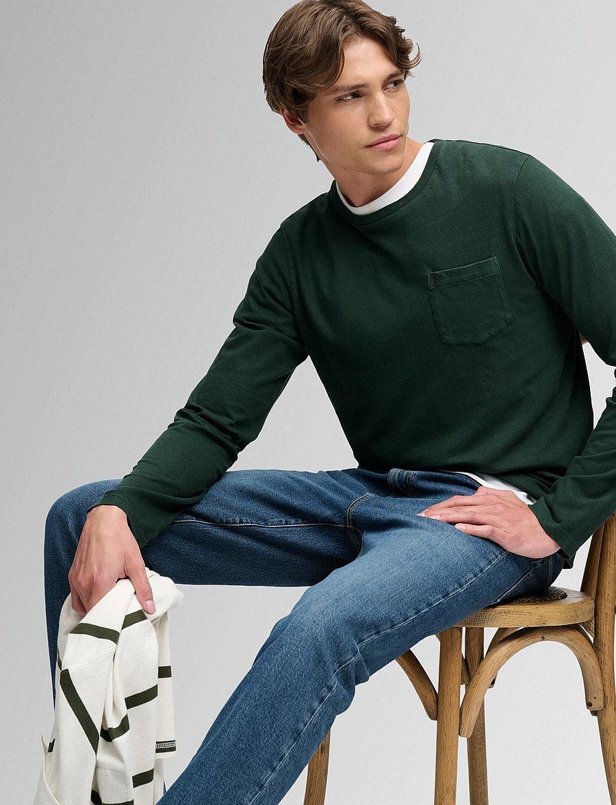 Superdry - COTTON LINEN L/S POCKET TOP - långärmade t-shirts - mountain view - 4