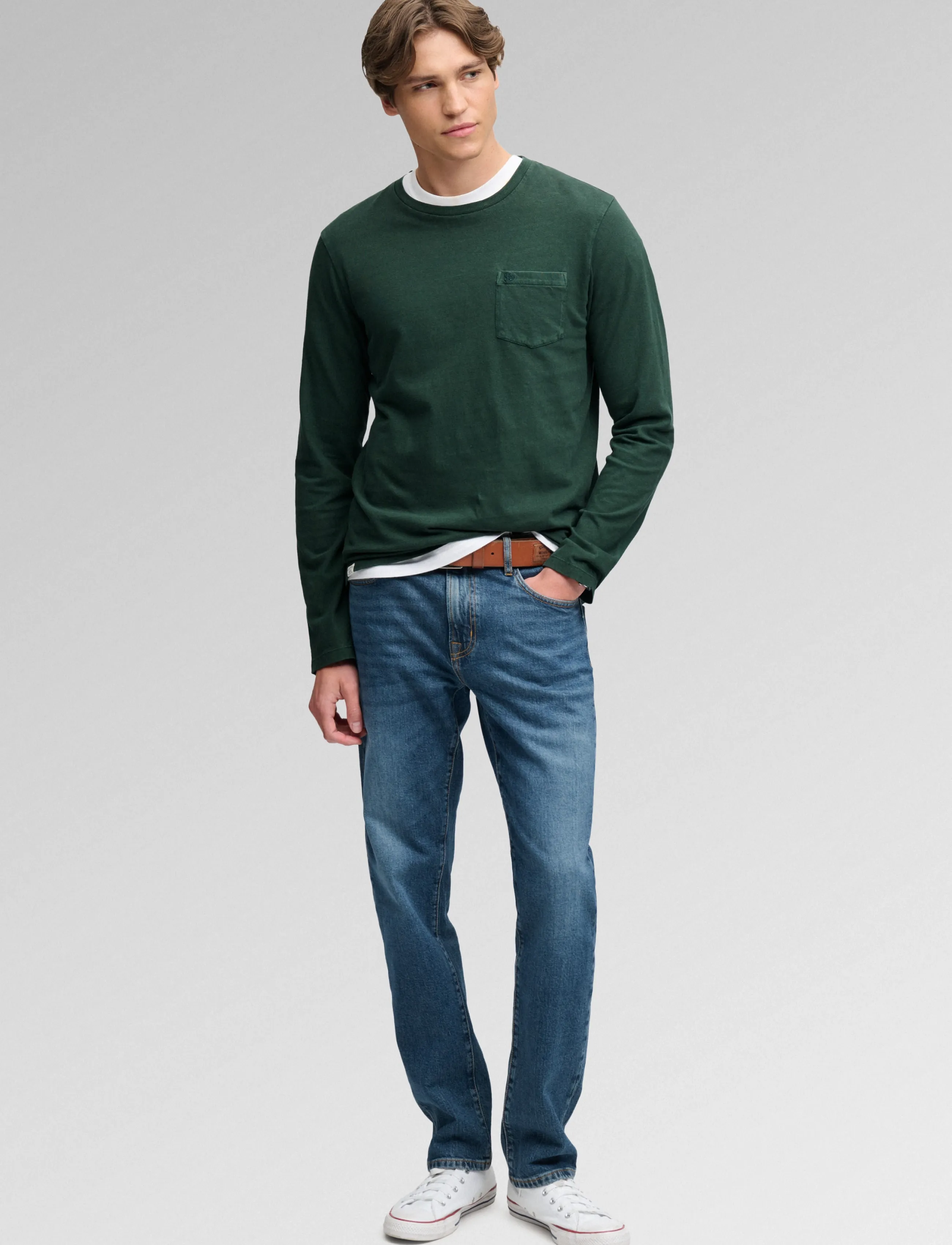 Superdry - COTTON LINEN L/S POCKET TOP - långärmade t-shirts - mountain view - 5