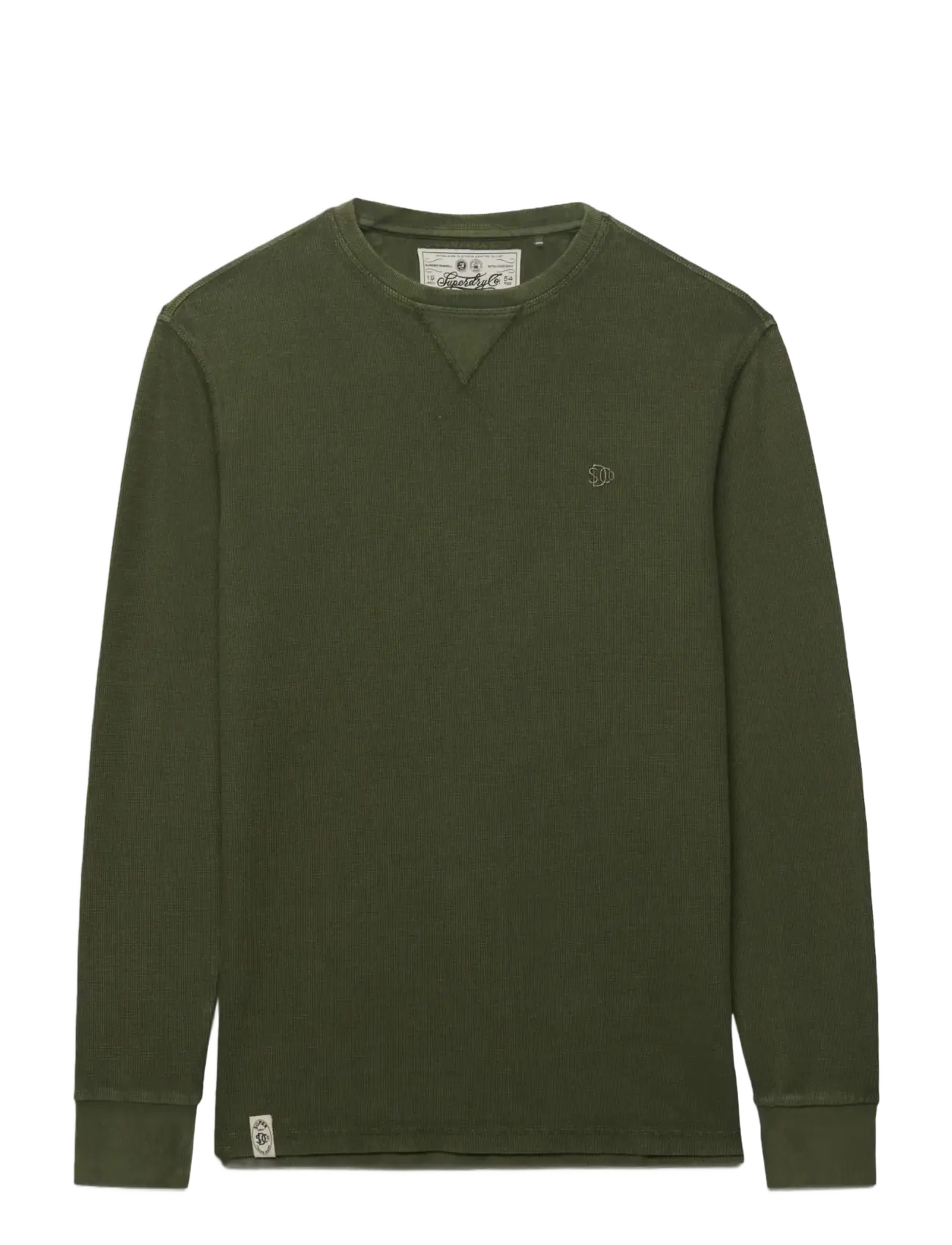 Superdry Classic Heavy Textured Top, Mænd, Langærmet Tekstureret Top, Grøn, Str: S
