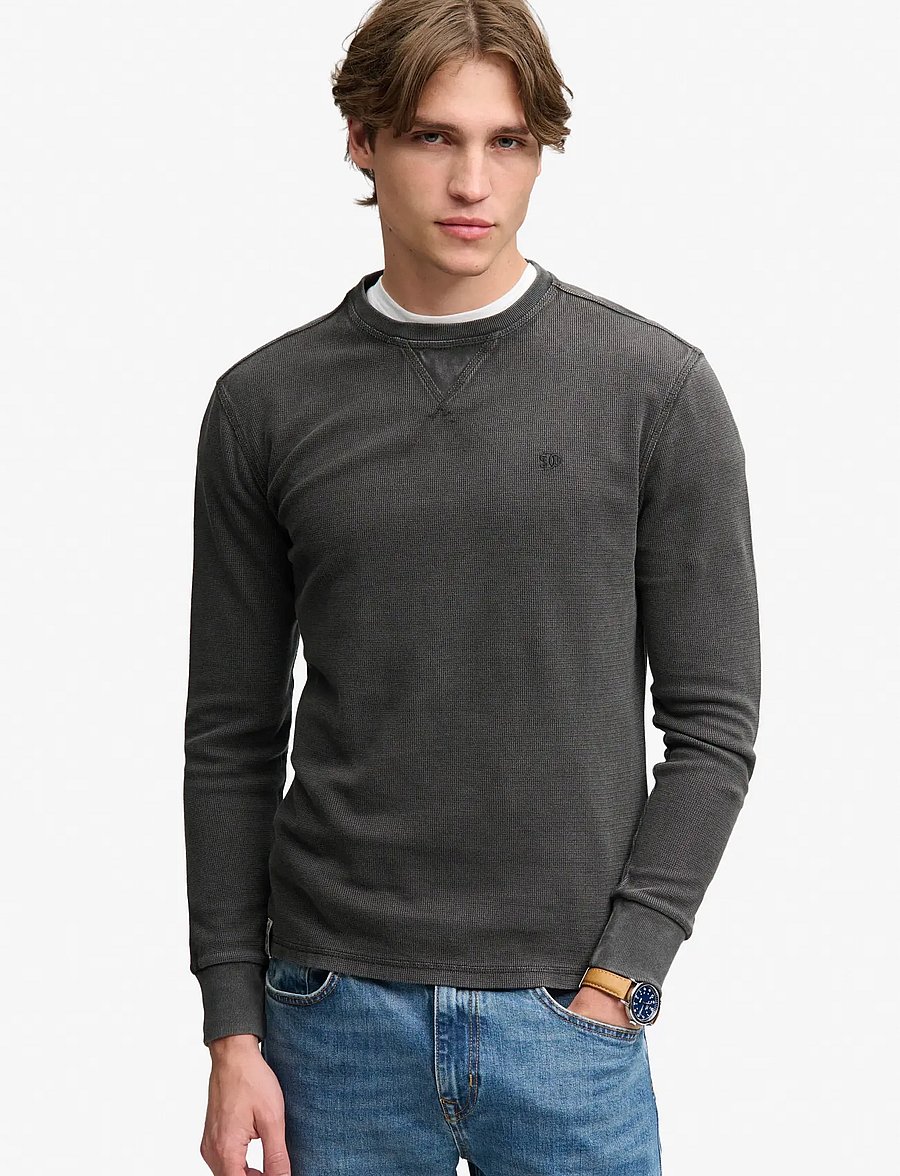 Superdry - CLASSIC HEAVY TEXTURED TOP - sweatshirts - washed black - 0