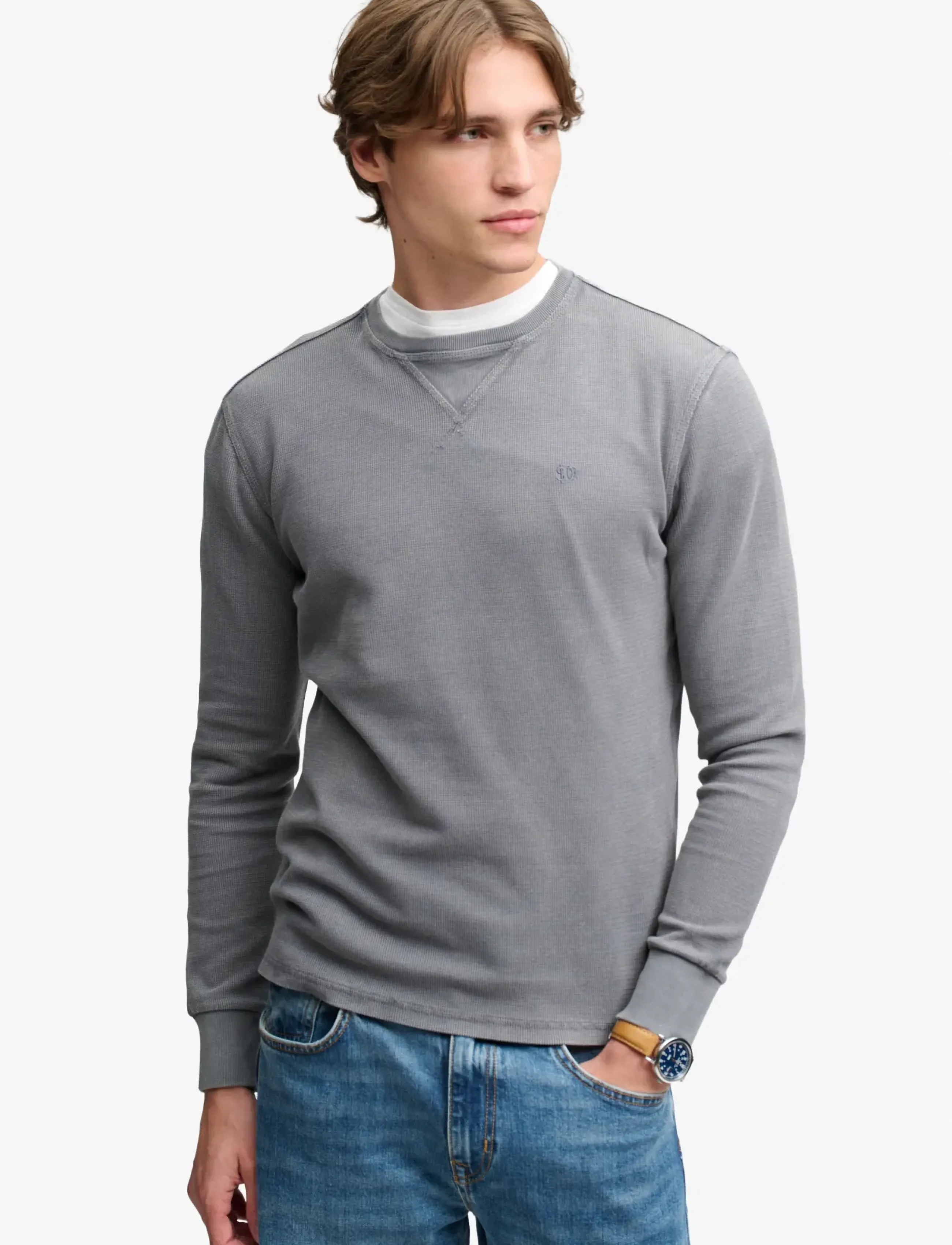 Superdry CLASSIC HEAVY TEXTURED TOP - Clothing - WASHED ZINC GREY / grey