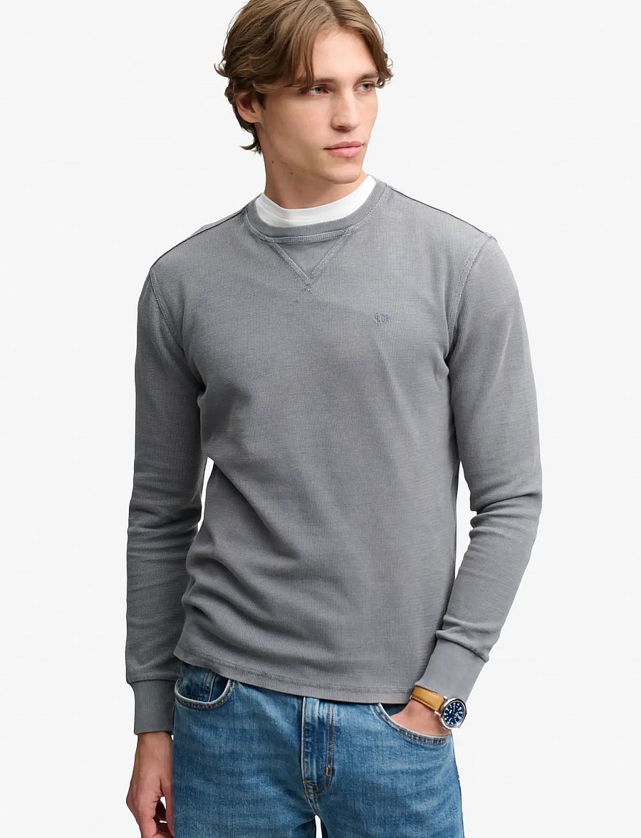 Superdry - CLASSIC HEAVY TEXTURED TOP - sweatshirts - washed zinc grey - 0