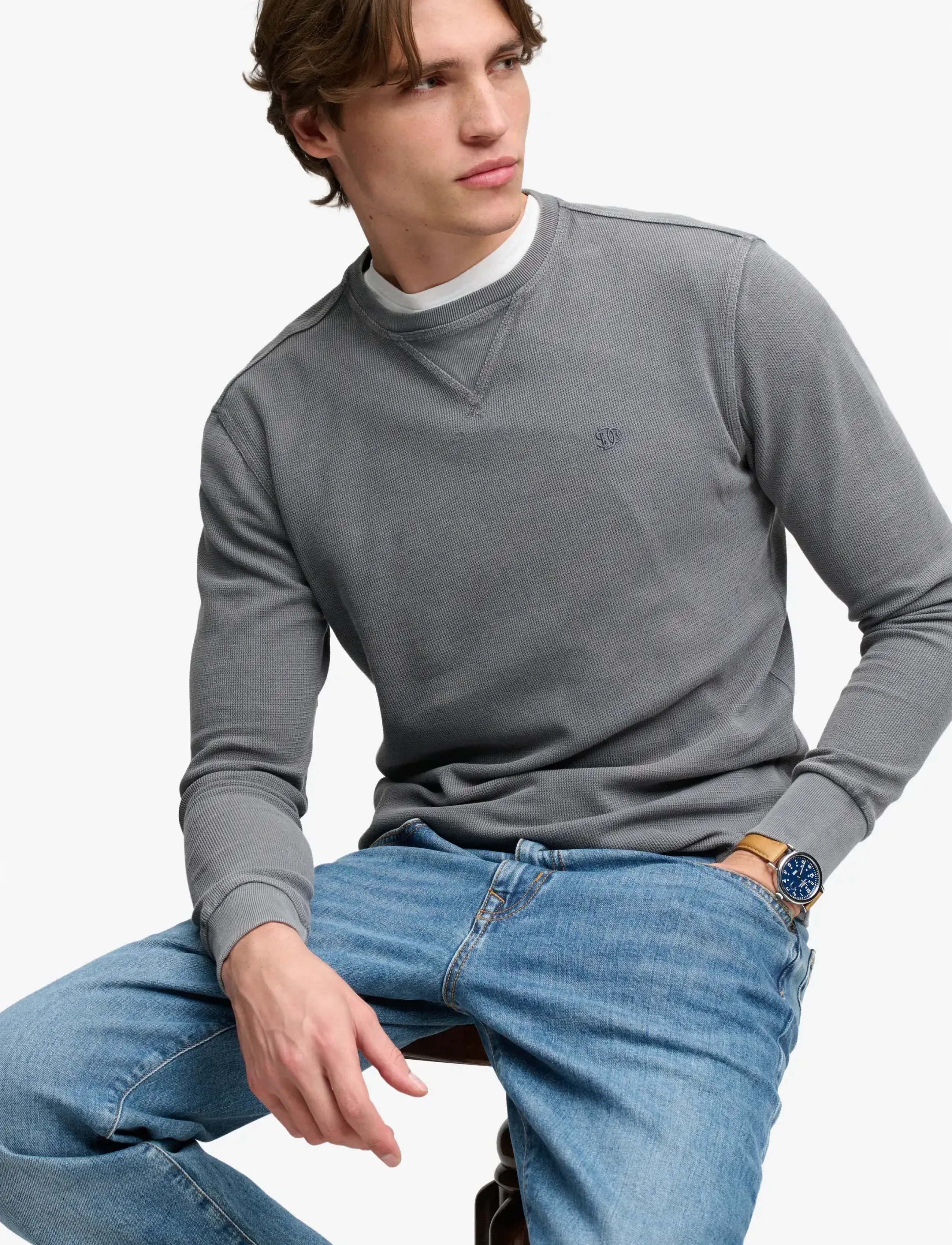 Superdry - CLASSIC HEAVY TEXTURED TOP - sweatshirts - washed zinc grey - 4
