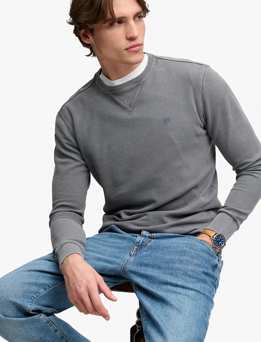 Superdry - CLASSIC HEAVY TEXTURED TOP - sweatshirts - washed zinc grey - 4