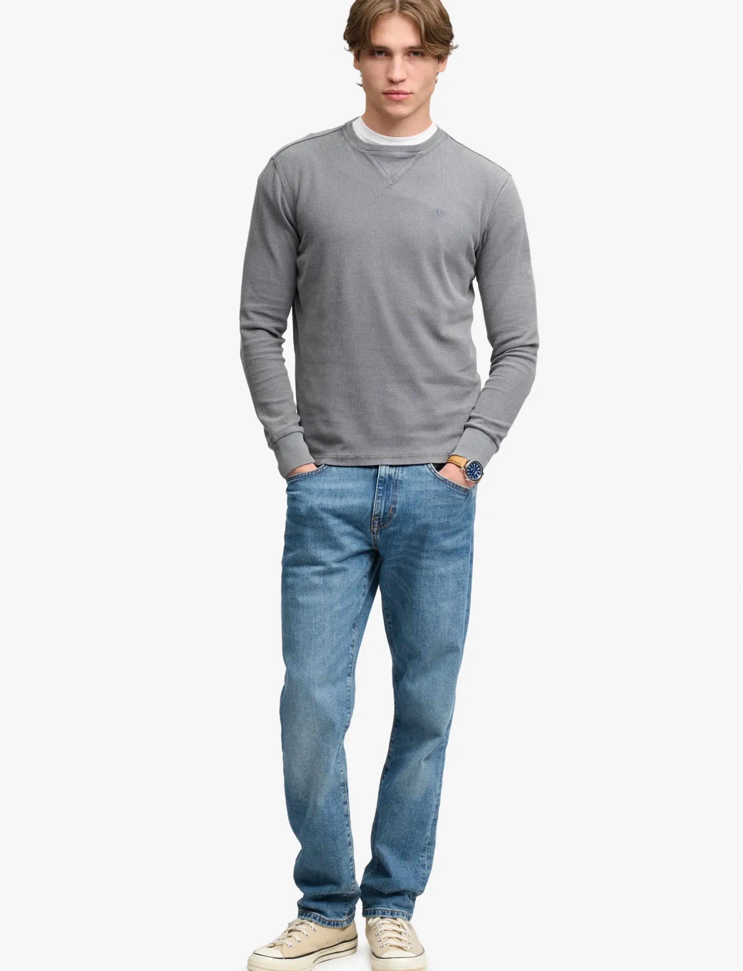 Superdry - CLASSIC HEAVY TEXTURED TOP - sweatshirts - washed zinc grey - 5
