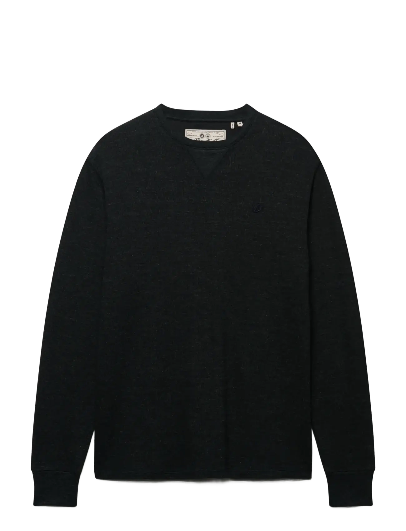 Superdry Classic Slub Waffle Top, Mænd, Langærmet Slub Vaffel Top, Sort, Str: S
