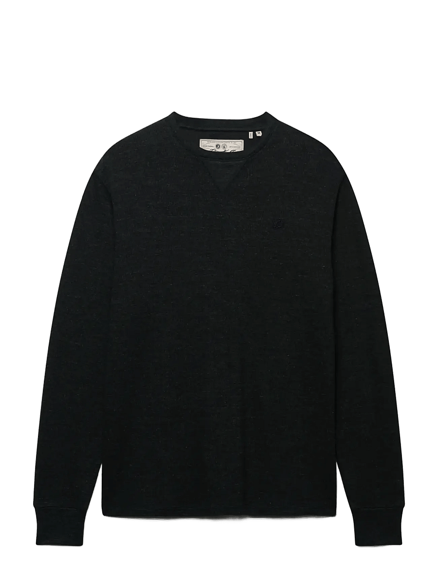 Superdry - CLASSIC SLUB WAFFLE TOP - sweatshirts - black marl - 1