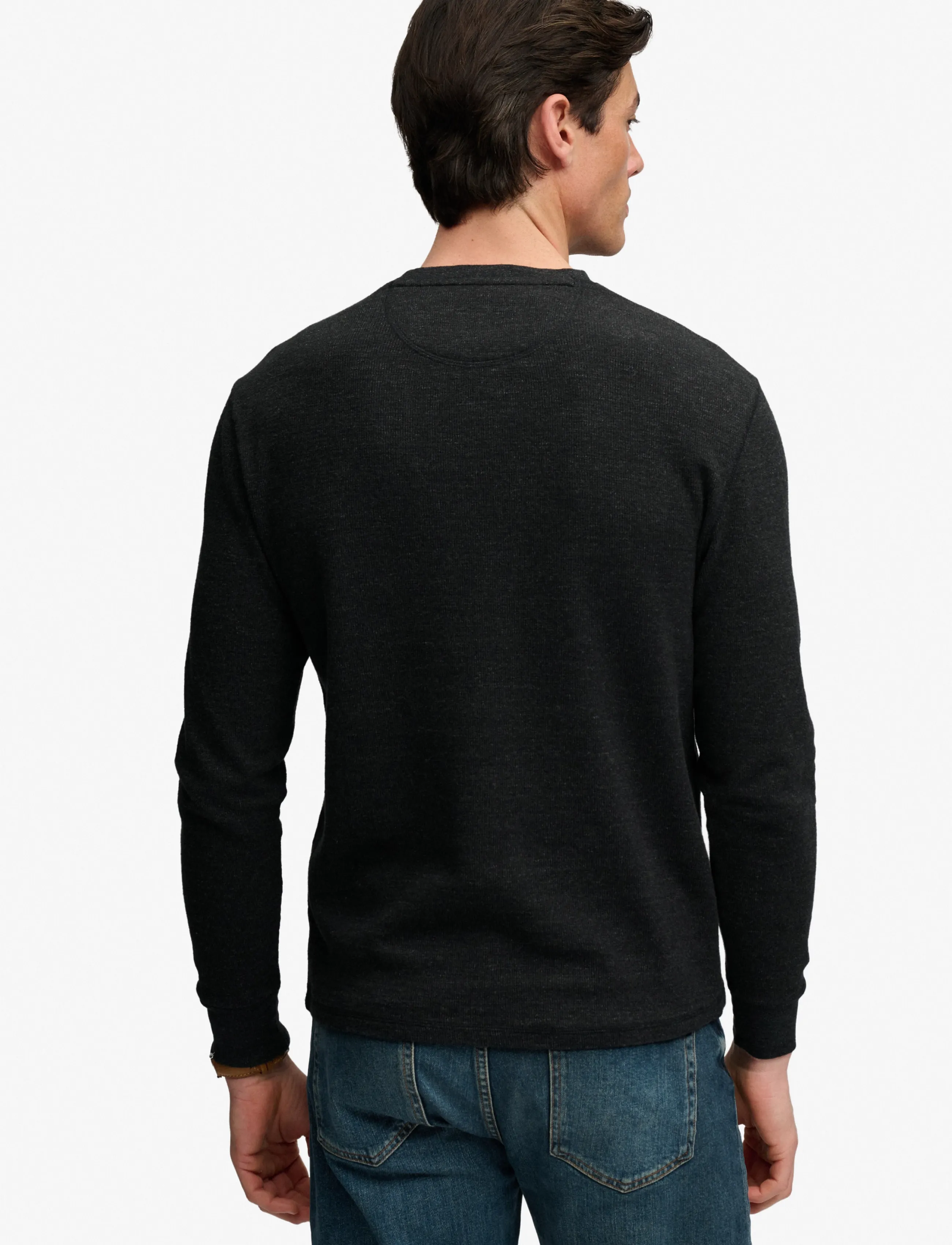 Superdry - CLASSIC SLUB WAFFLE TOP - sweatshirts - black marl - 2