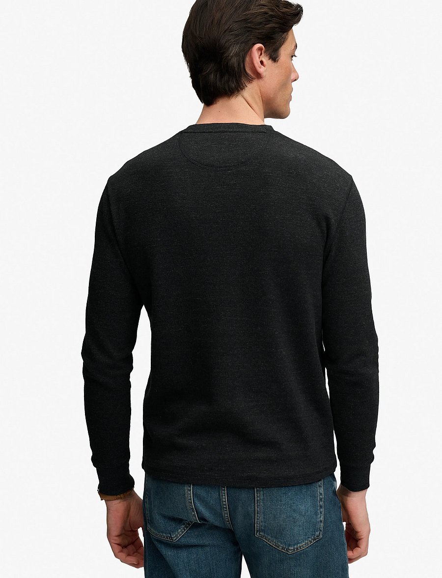 Superdry - CLASSIC SLUB WAFFLE TOP - sweatshirts - black marl - 2