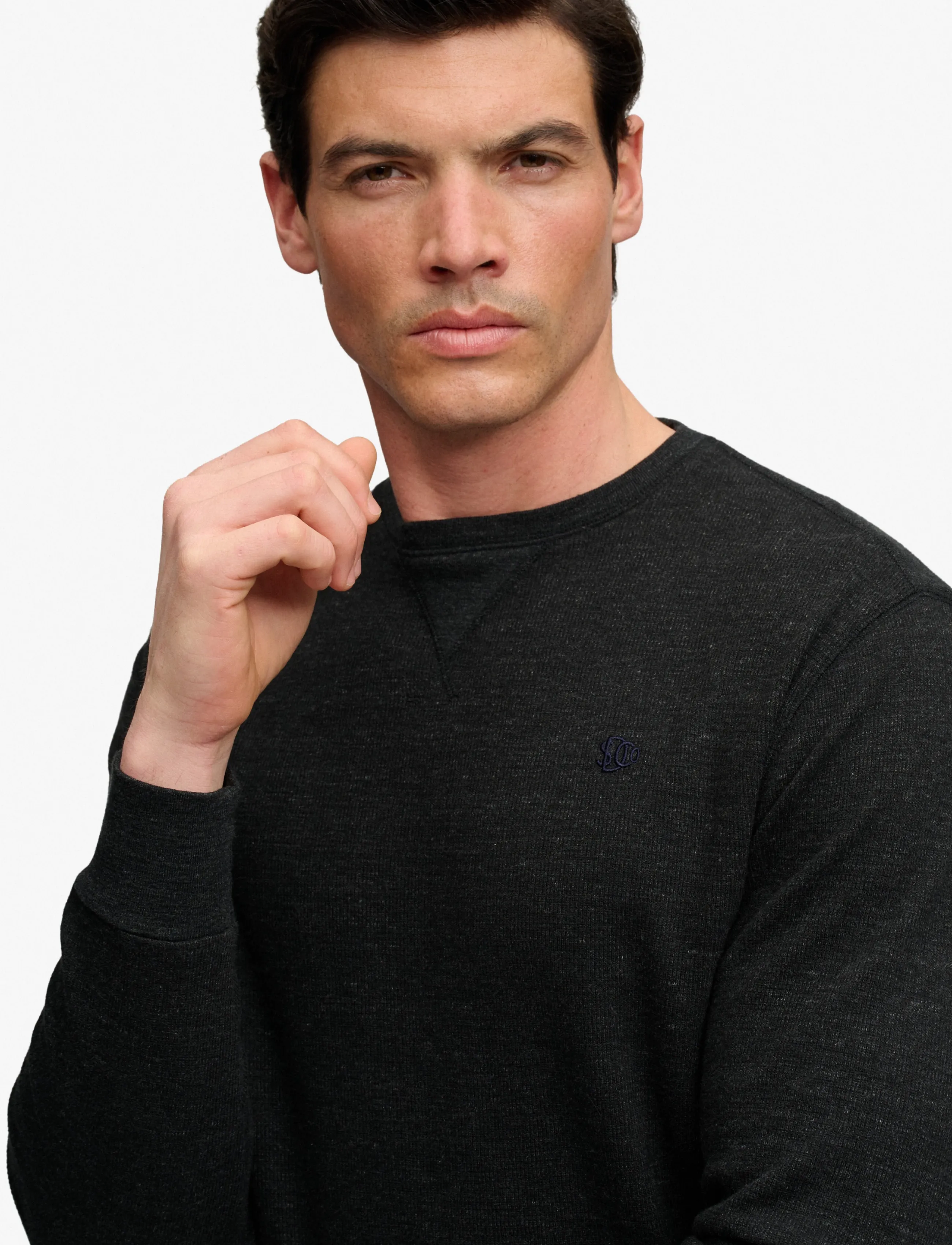 Superdry - CLASSIC SLUB WAFFLE TOP - sweatshirts - black marl - 3