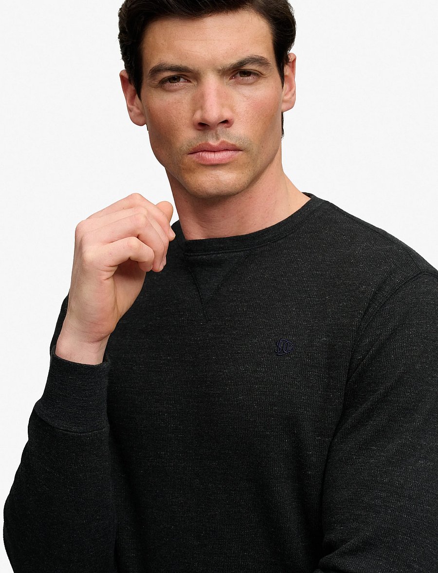 Superdry - CLASSIC SLUB WAFFLE TOP - sweatshirts - black marl - 3
