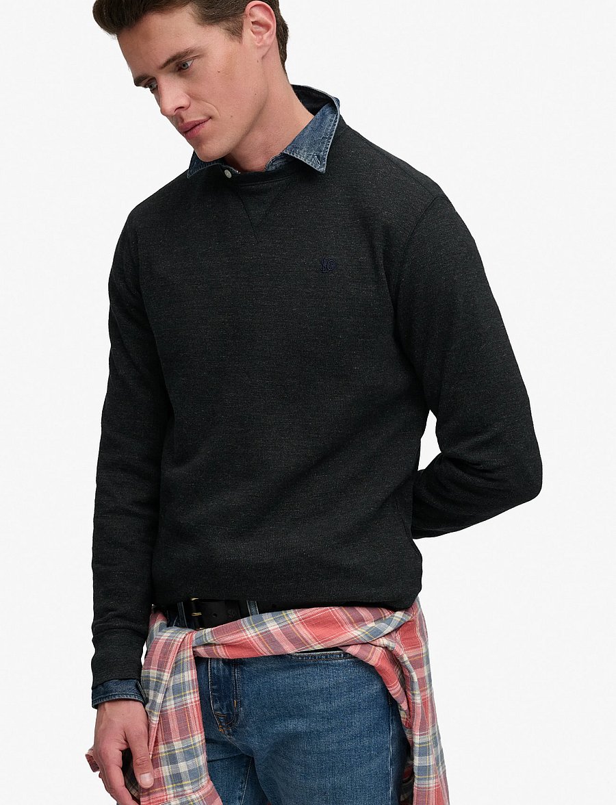 Superdry - CLASSIC SLUB WAFFLE TOP - sweatshirts - black marl - 4