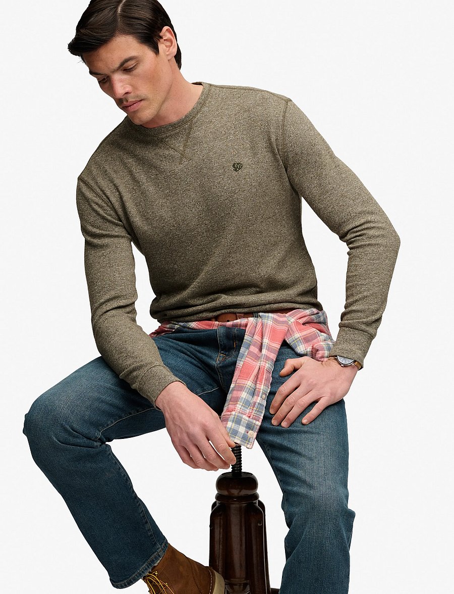 Superdry - CLASSIC SLUB WAFFLE TOP - sweatshirts - olive green marl - 5