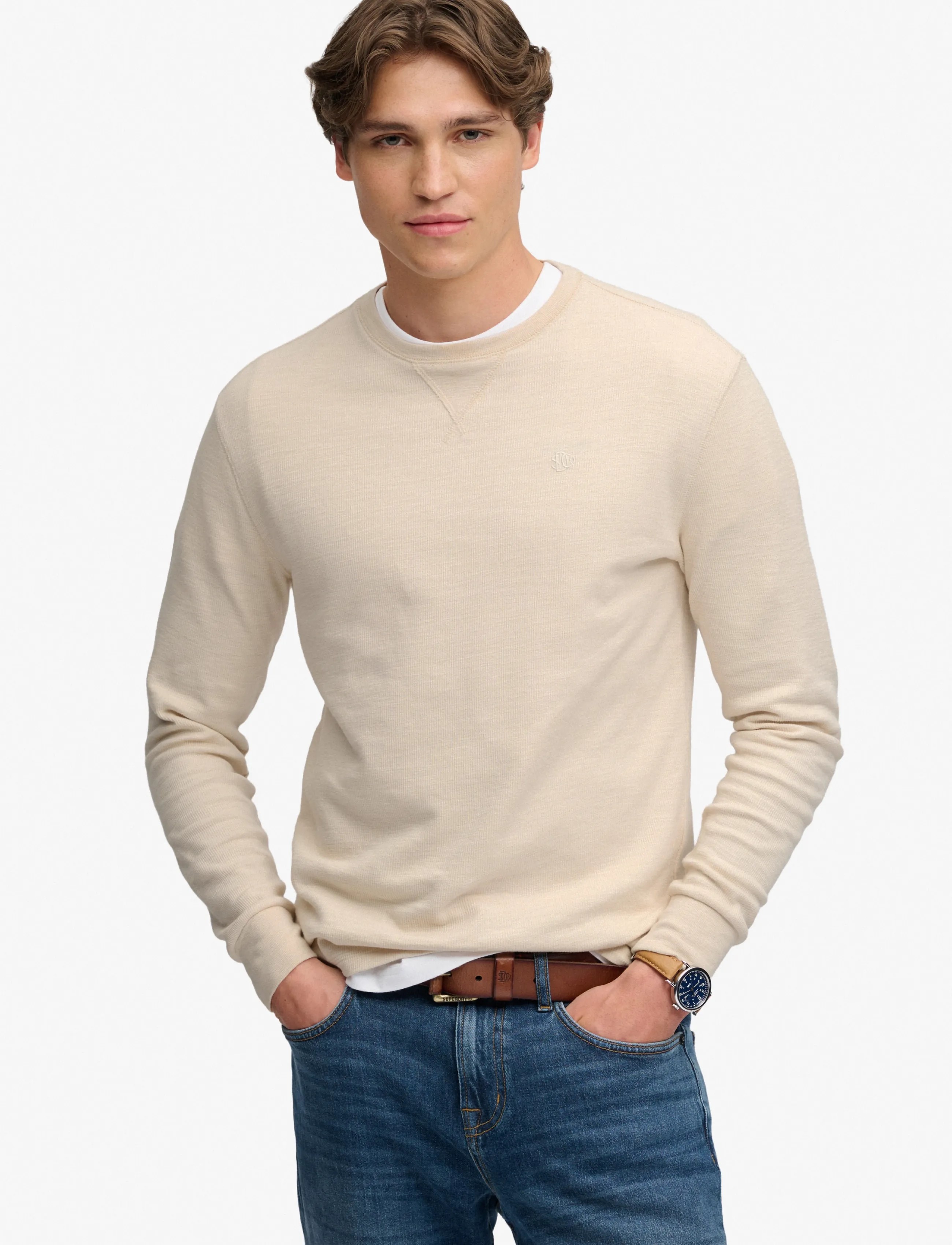 Superdry CLASSIC SLUB WAFFLE TOP - Superdry - RAINY DAY GREY / cream