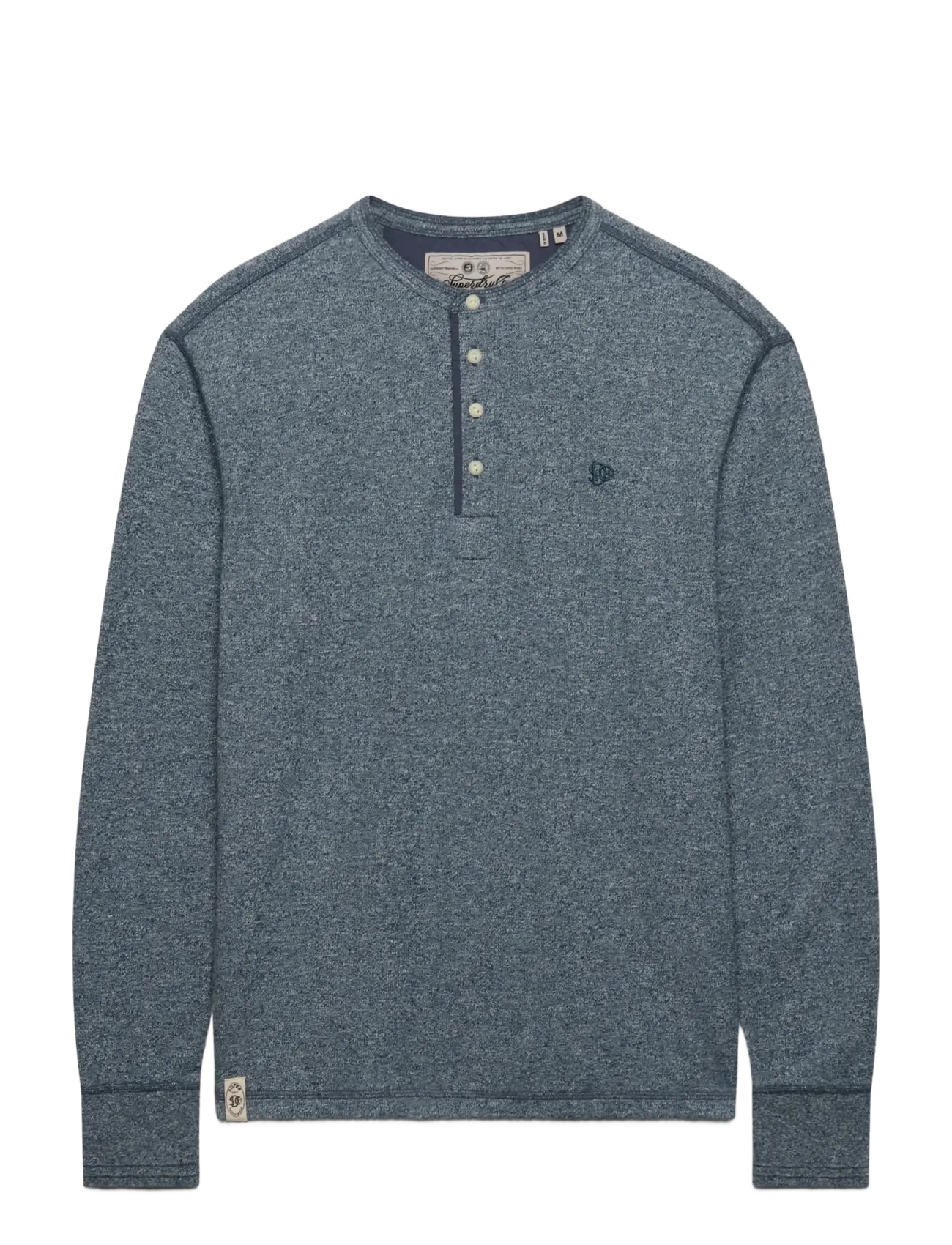 Superdry - MINI SLUB WAFFLE LS GRANDAD - langærmede t-shirts - denim blue marl - 1
