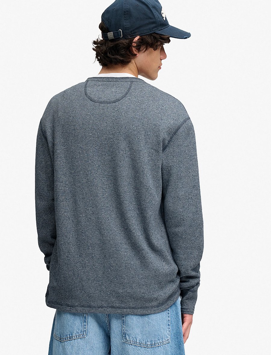 Superdry - MINI SLUB WAFFLE LS GRANDAD - langærmede t-shirts - denim blue marl - 2