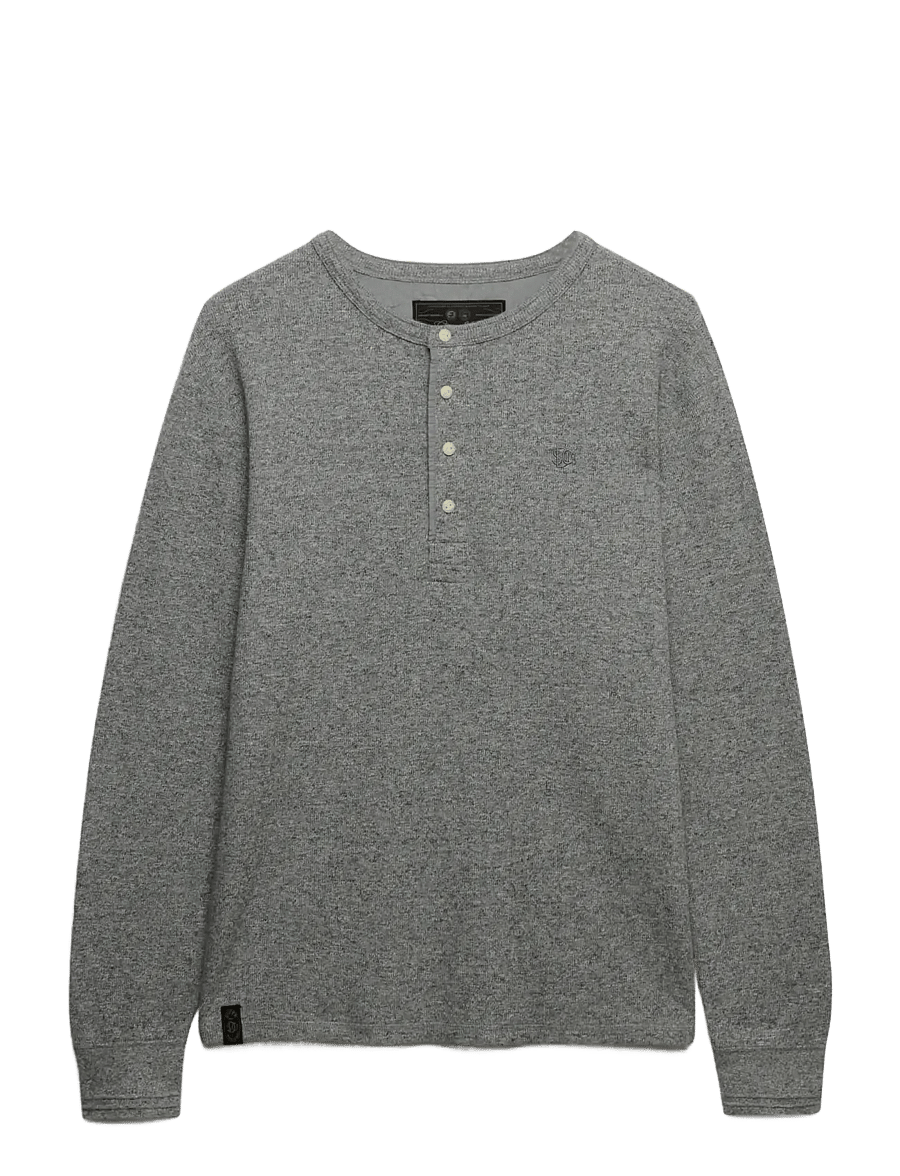 Superdry - MINI SLUB WAFFLE LS GRANDAD - long-sleeved t-shirts - grey grit marl - 1