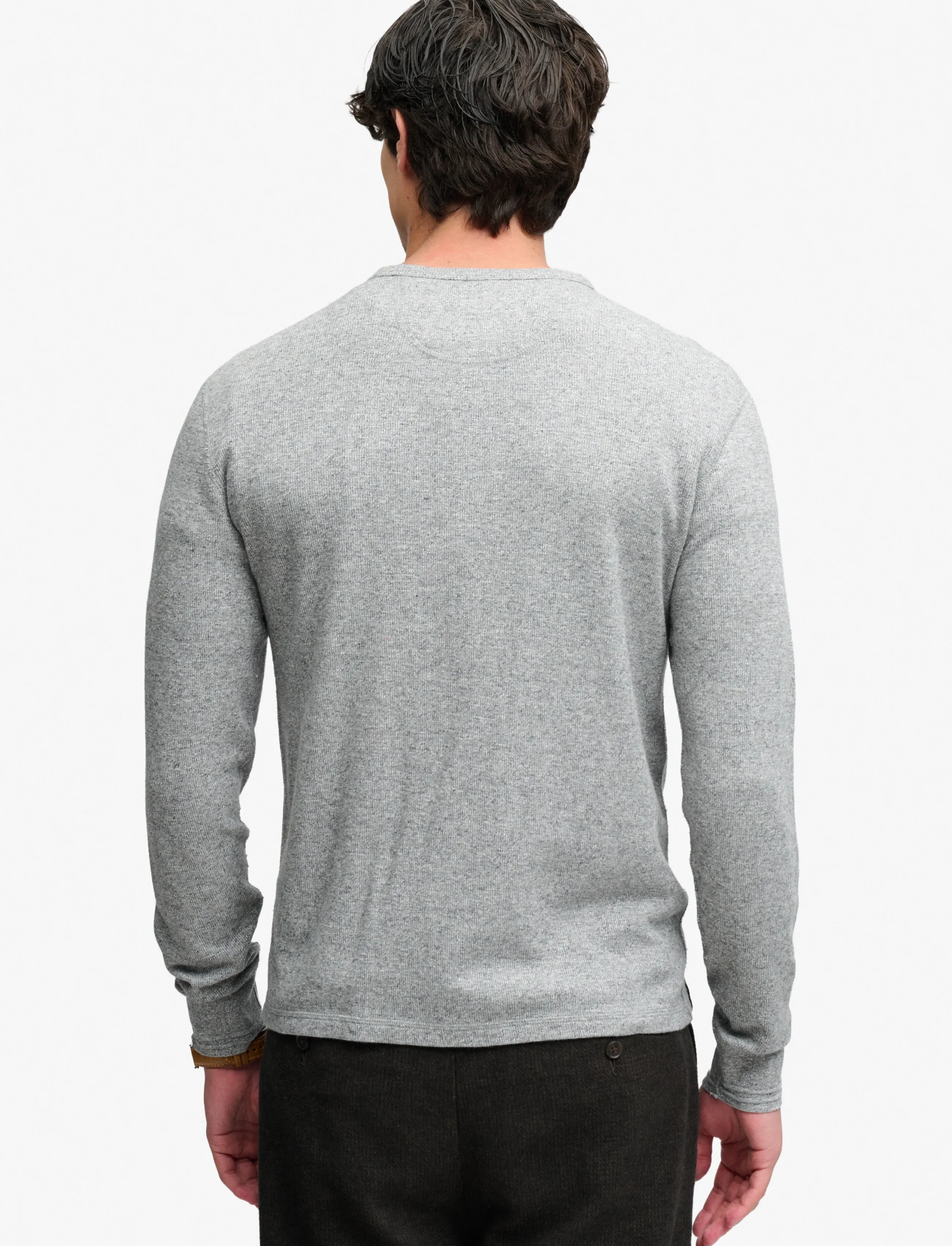 Superdry - MINI SLUB WAFFLE LS GRANDAD - long-sleeved t-shirts - grey grit marl - 3