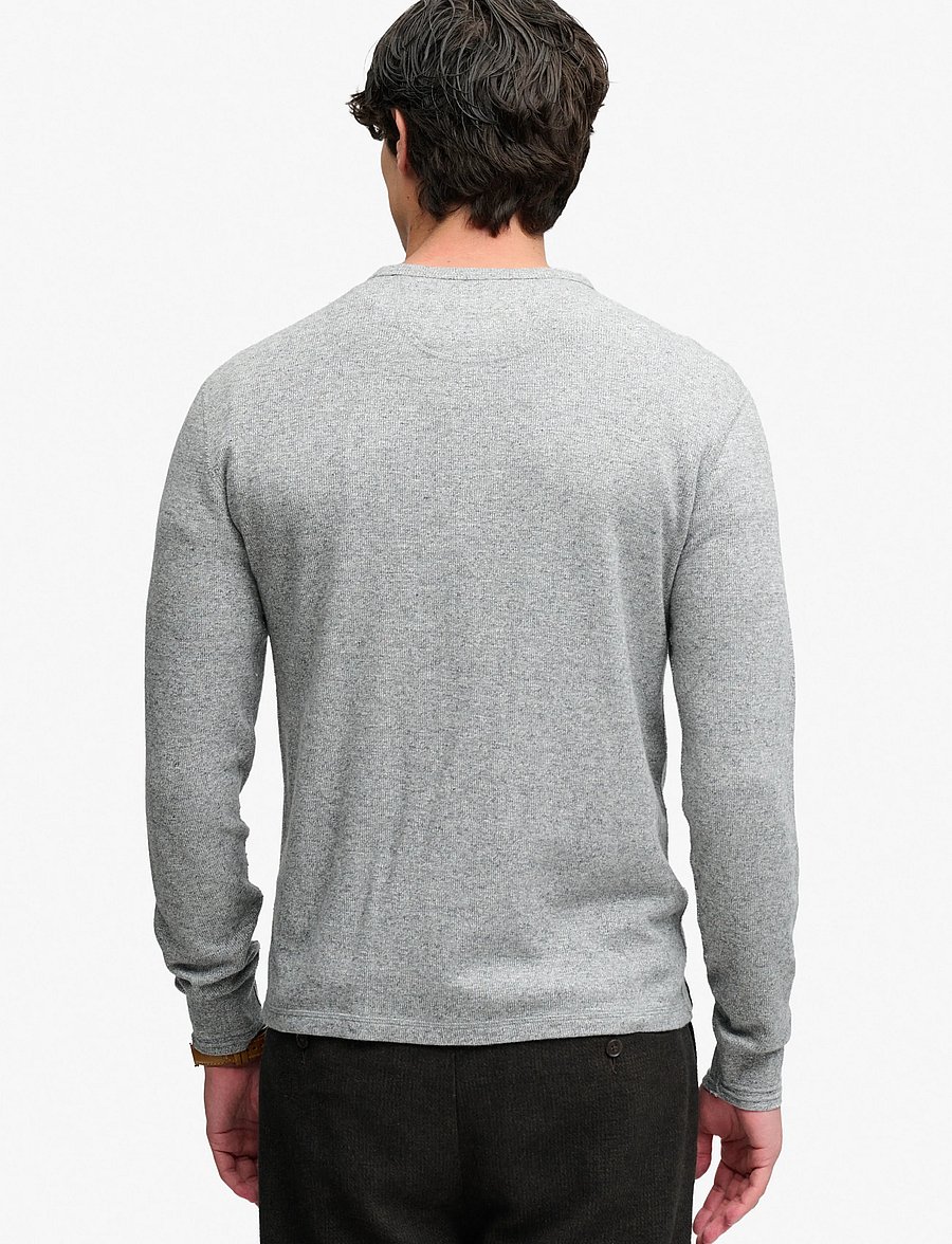 Superdry - MINI SLUB WAFFLE LS GRANDAD - long-sleeved t-shirts - grey grit marl - 3