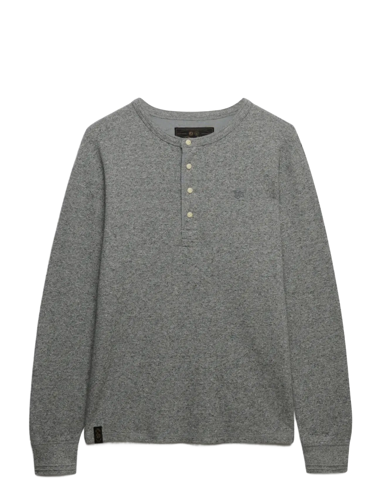 Superdry - MINI SLUB WAFFLE LS GRANDAD - long-sleeved t-shirts - grey grit marl - 2