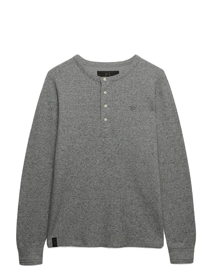 Superdry - MINI SLUB WAFFLE LS GRANDAD - long-sleeved t-shirts - grey grit marl - 2